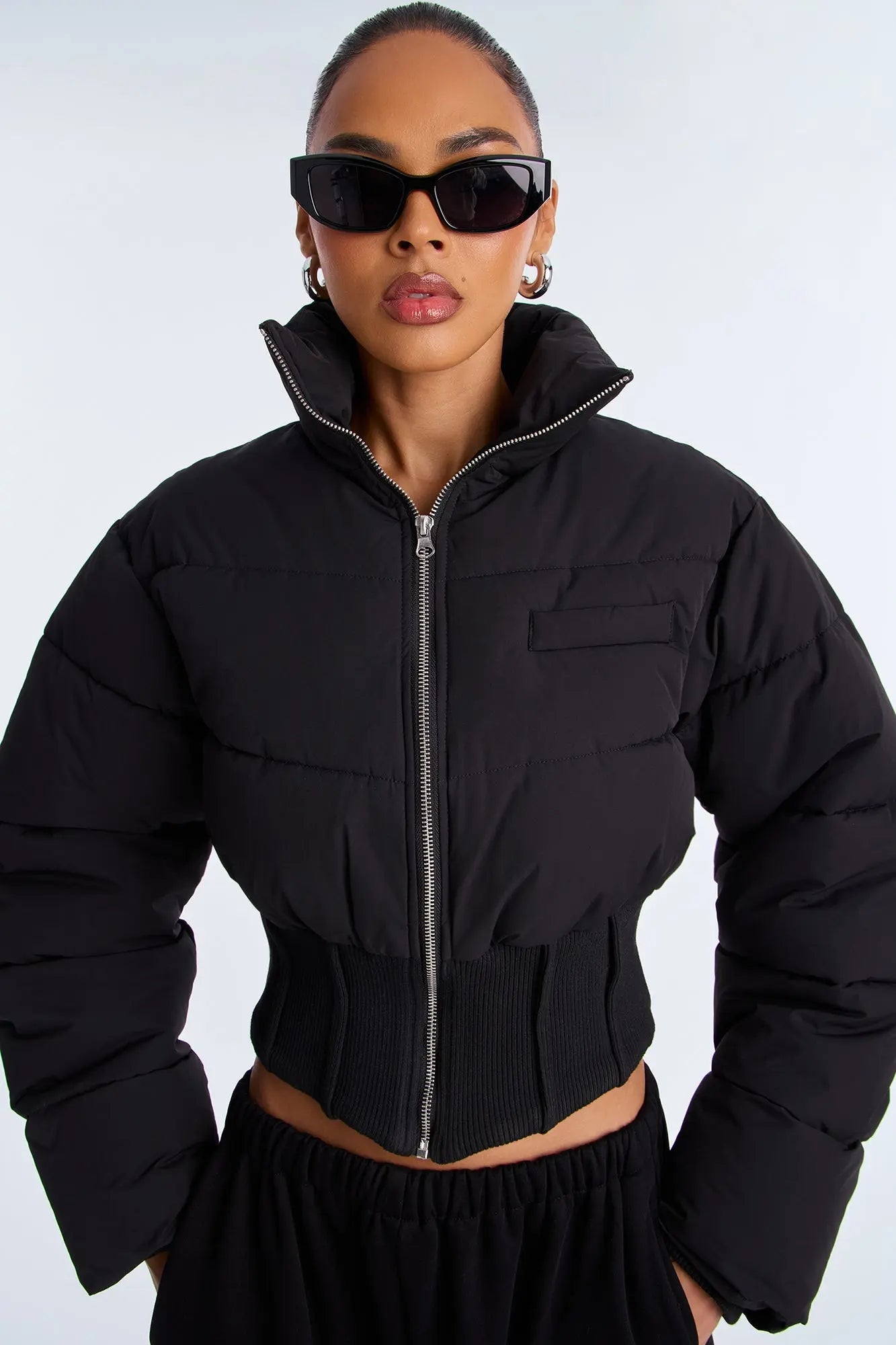 Cold Serve Corset Puffer Jacket - Black 