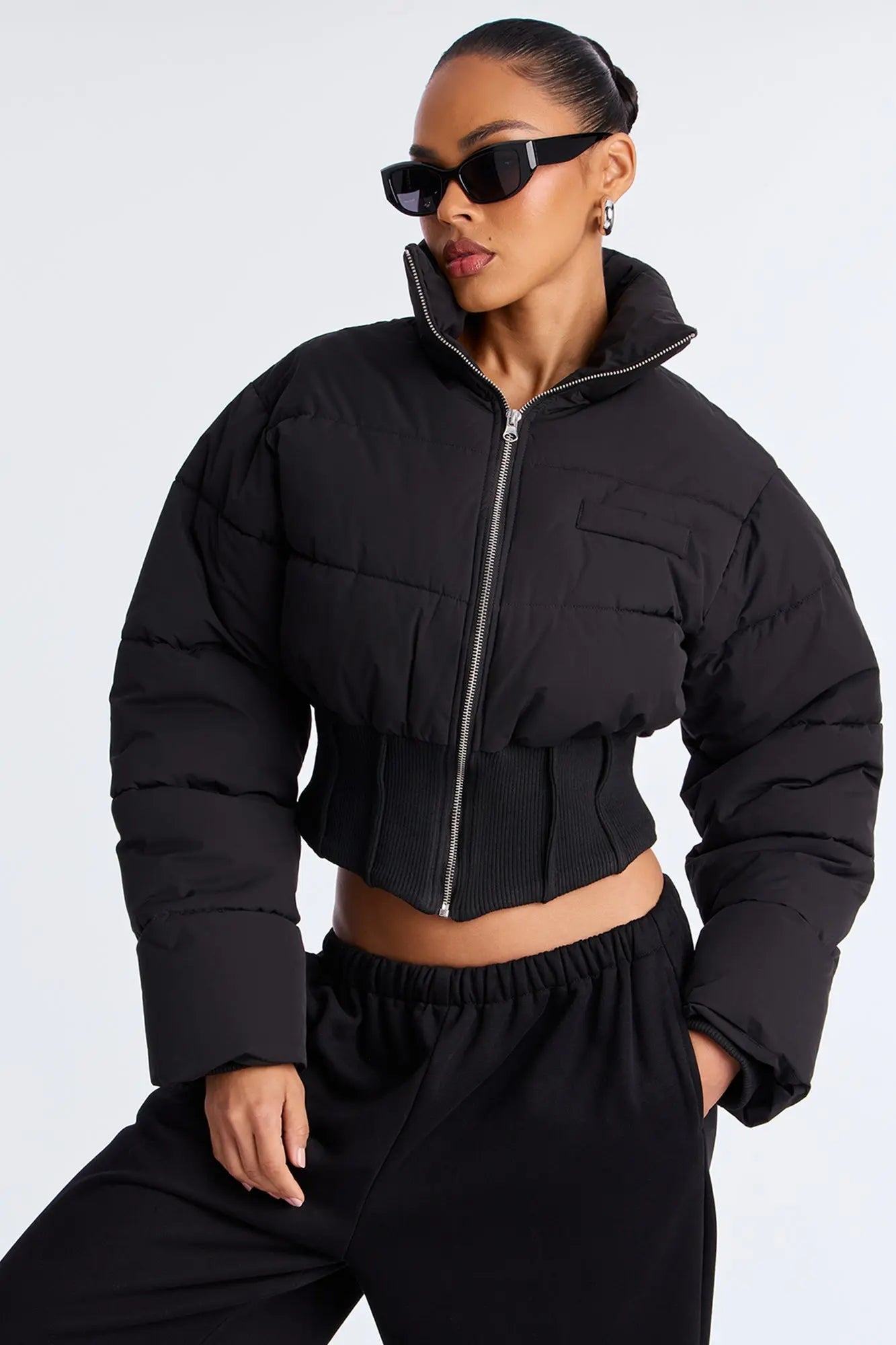 Cold Serve Corset Puffer Jacket - Black 