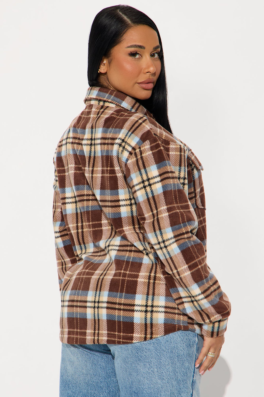Dana Plaid Long Shacket - Brown/combo