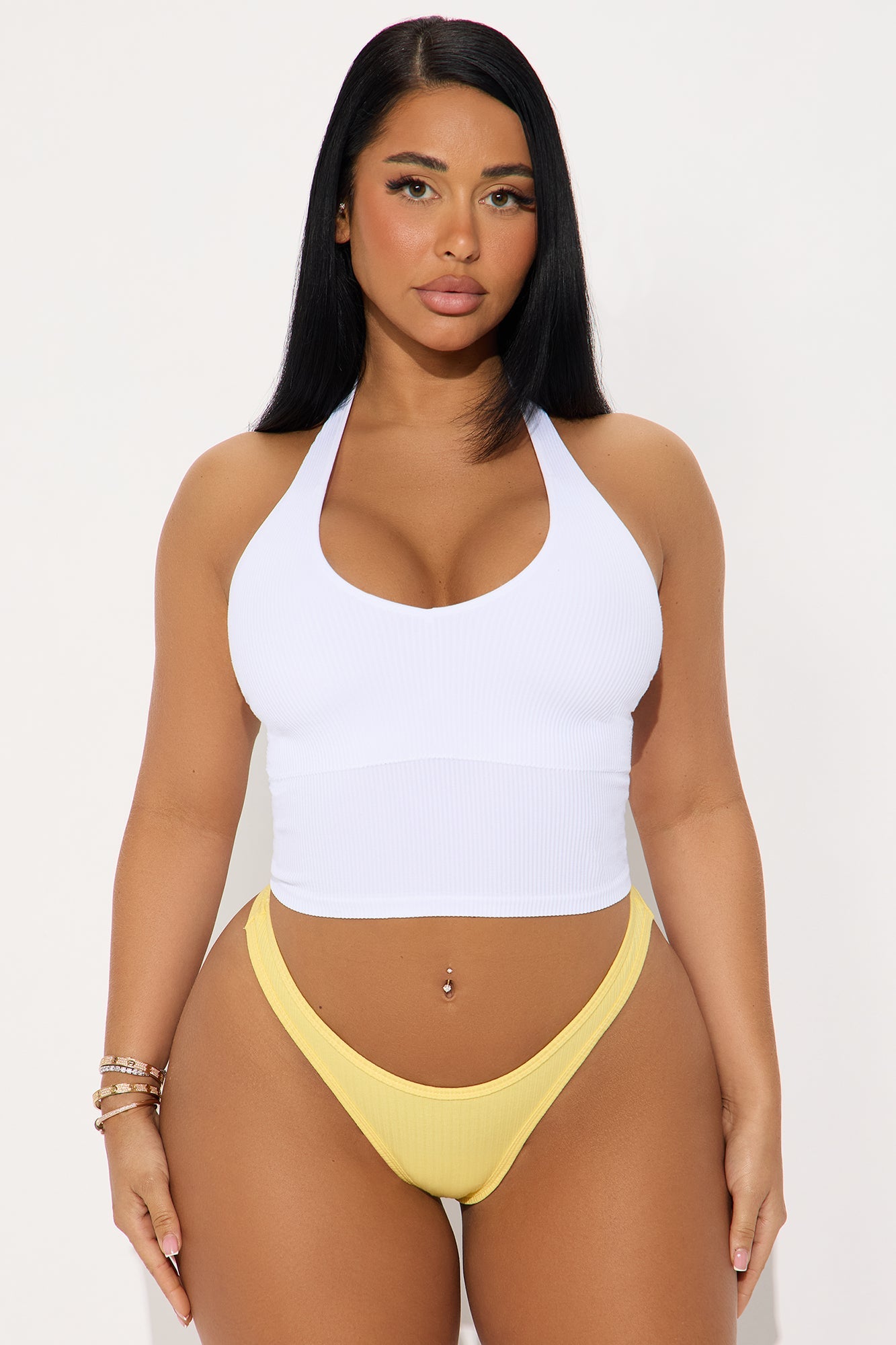 Seamless Halter Bralette - White