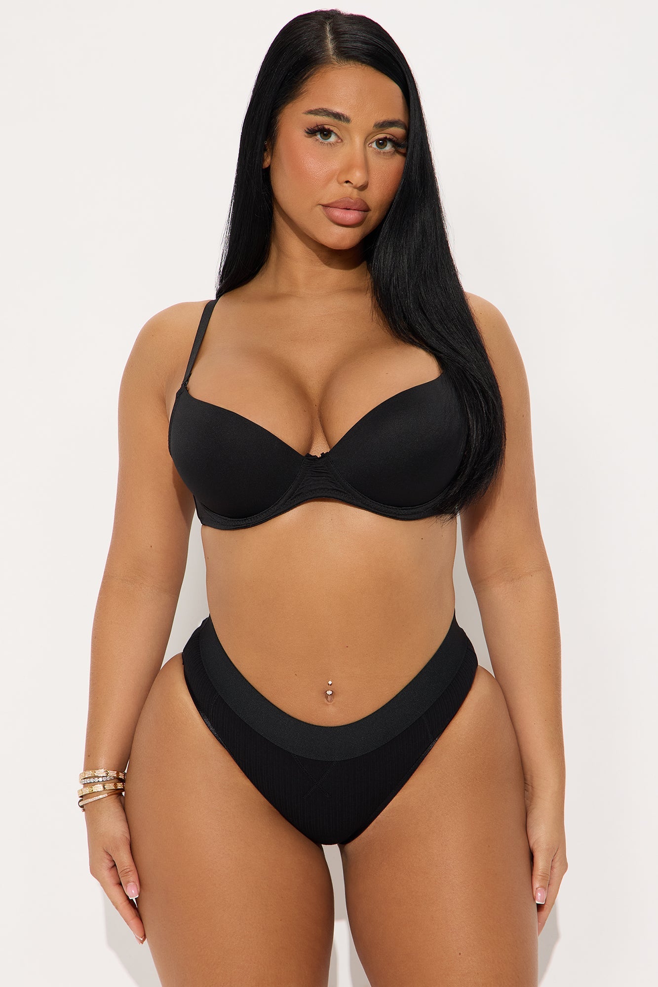 Cotton Stretch Comfort Womens Ribbed Brief - Black