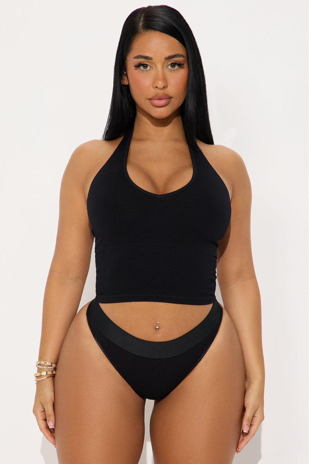 Seamless Halter Bralette - Black