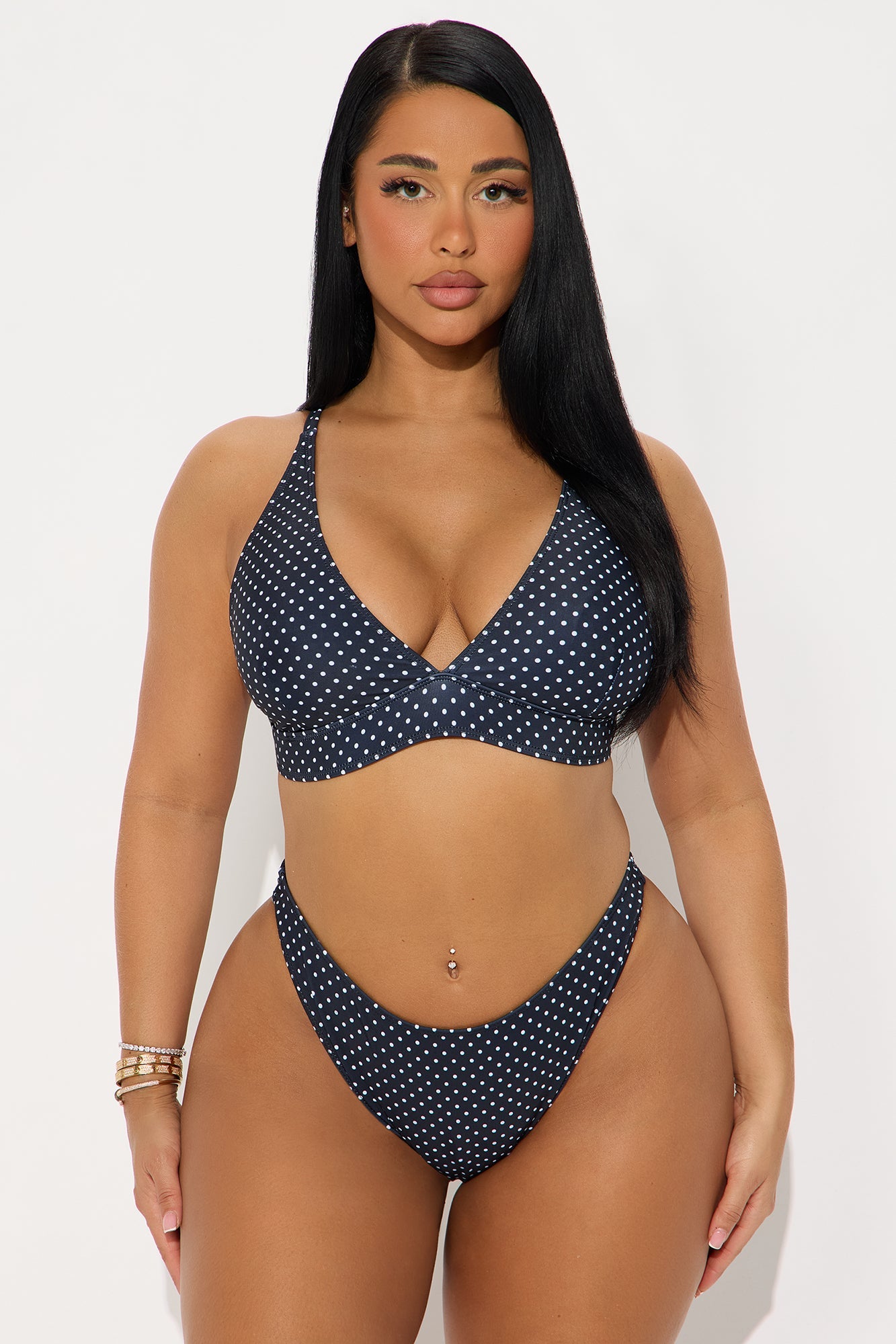 Sweet Talk 3 Piece Triangle Bralette Bikini & Mesh Capri Set - Black/White 