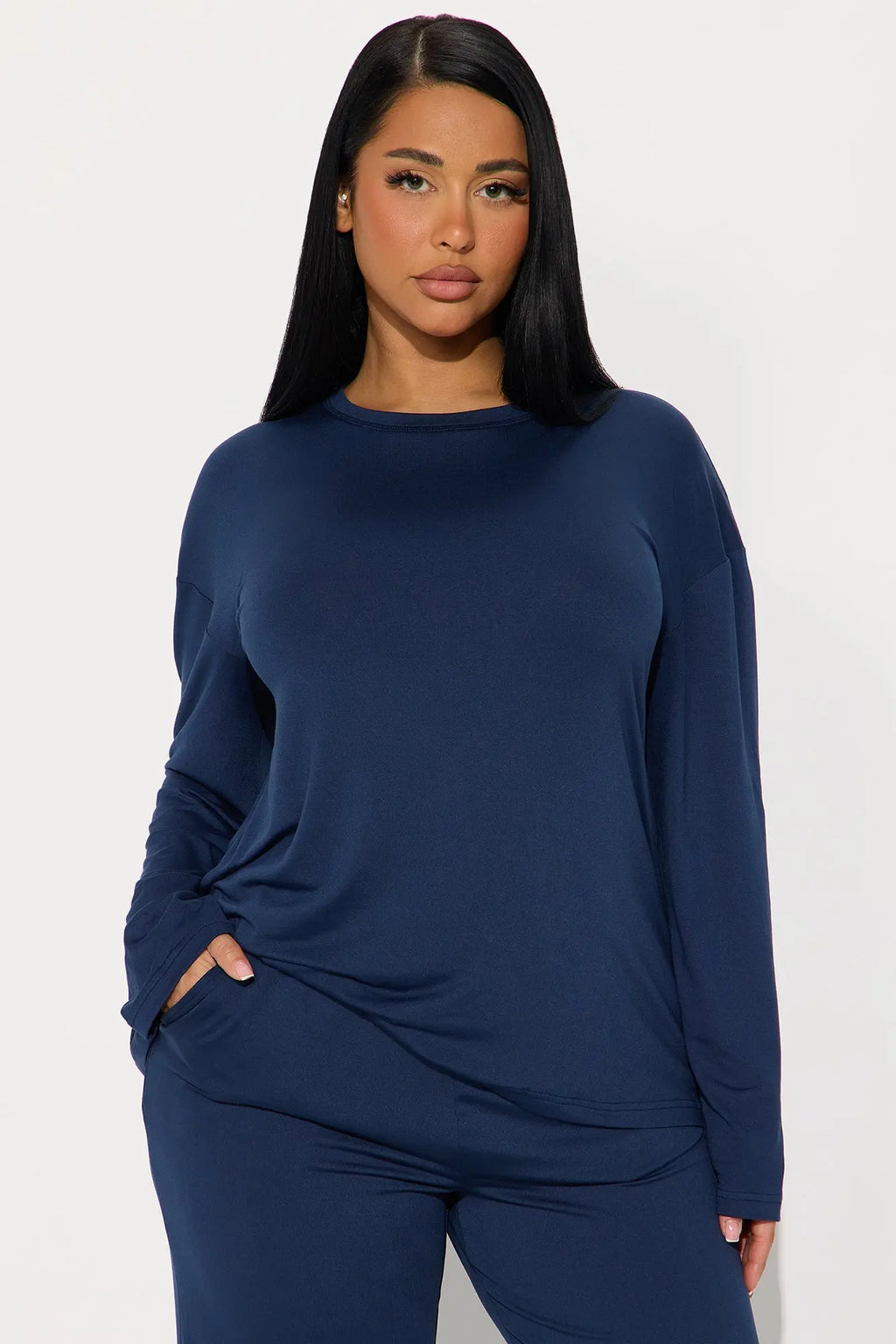 Relax Mood Long Sleeve PJ Pant Set - Navy 