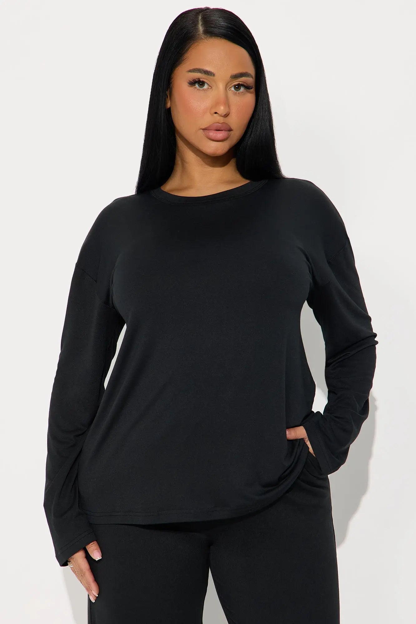 Relax Mood Long Sleeve PJ Pant Set - Black 