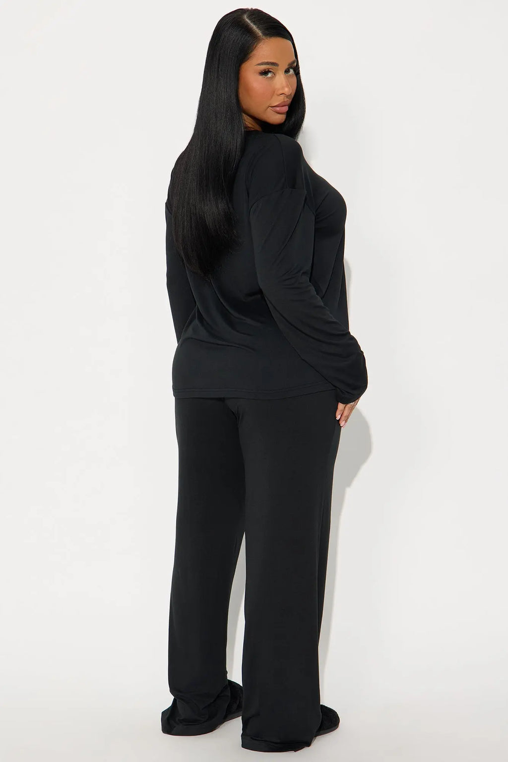 Relax Mood Long Sleeve PJ Pant Set - Black 