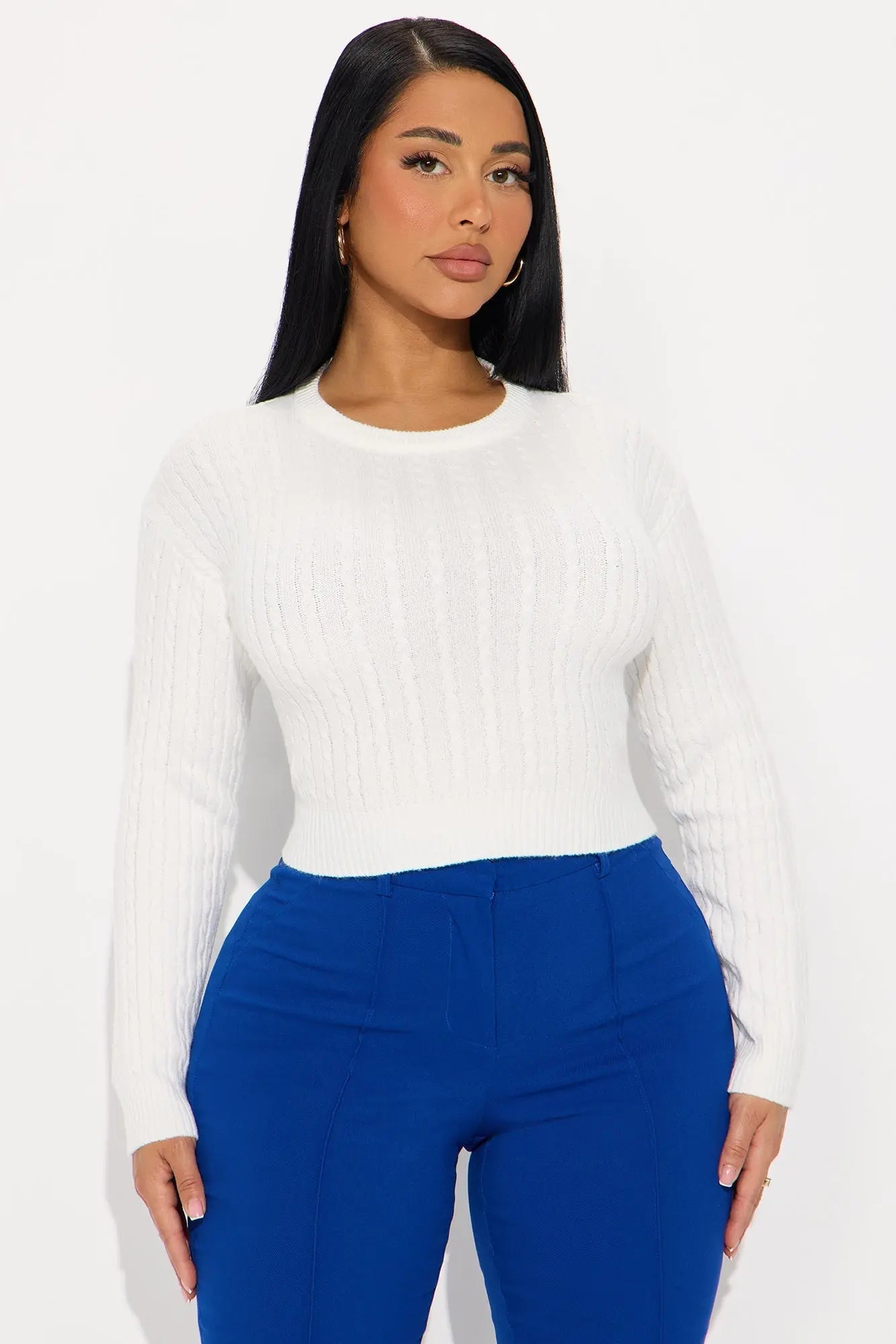 Chillin' It Cable Knit Sweater - Ivory 