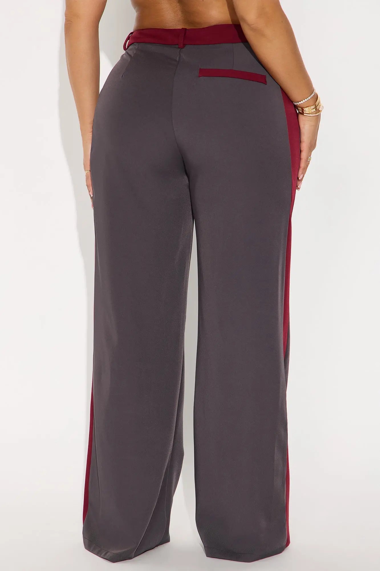 Christina Colorblock Trouser - Charcoal/combo 