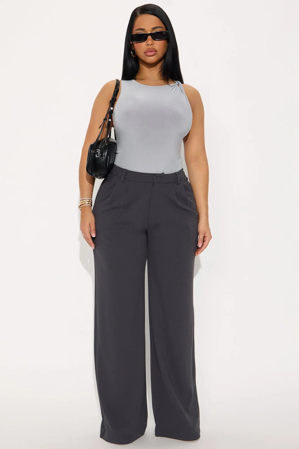 Elma Wide Leg Trouser - Charcoal 