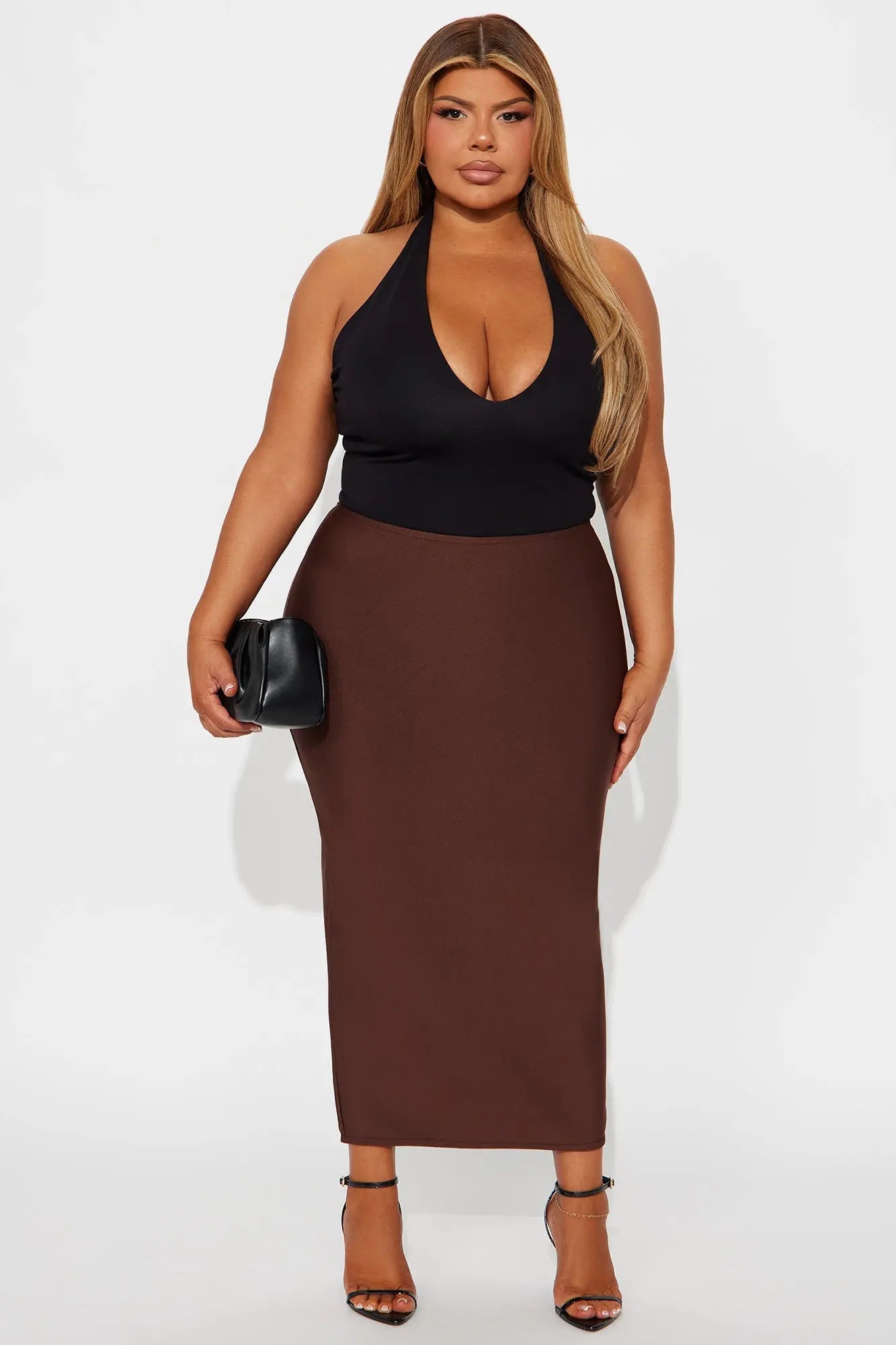 Camila Bandage Ankle Midi Skirt - Chocolate 