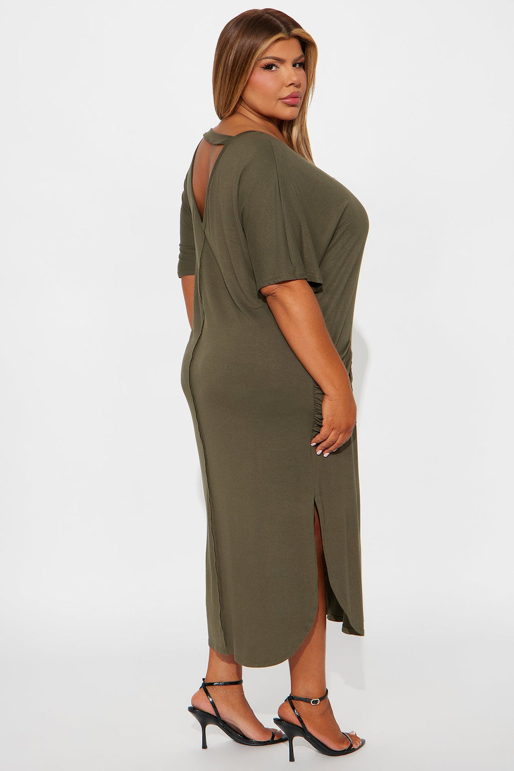 Staying In TShirt Midi Dress - Olive