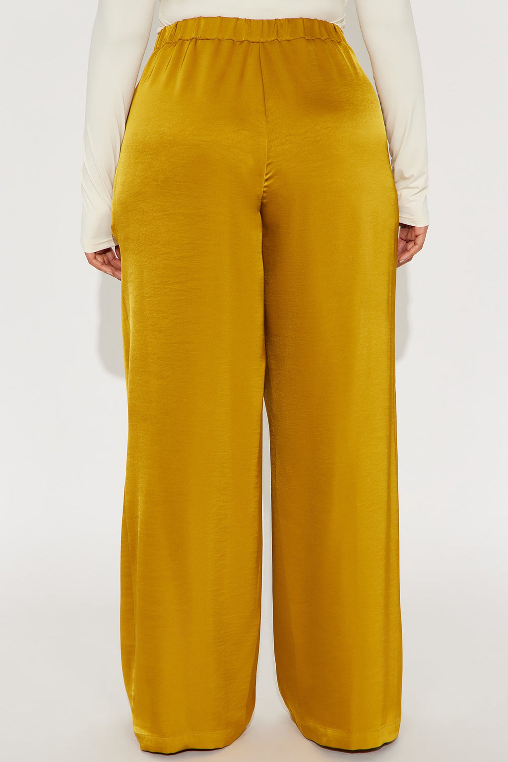 Denise Satin Wide Leg Trouser Pant - Mustard 