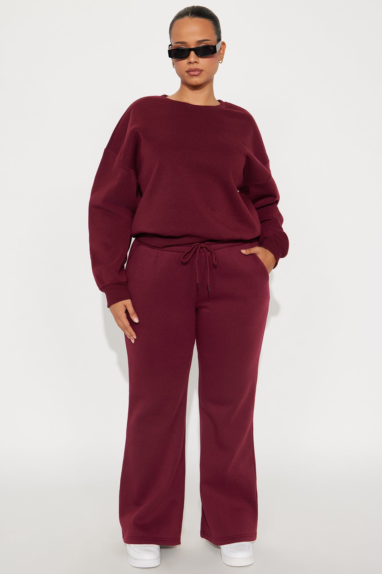 Candice Petite Lounge Flare Pant - Burgundy