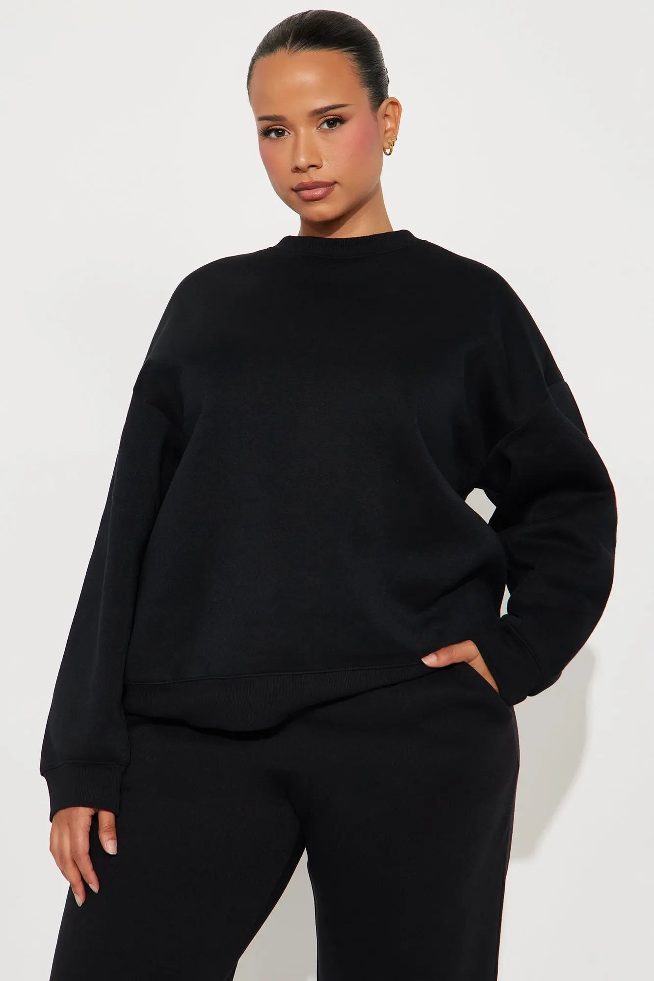 Candice Oversized Crewneck Sweatshirt - Black 