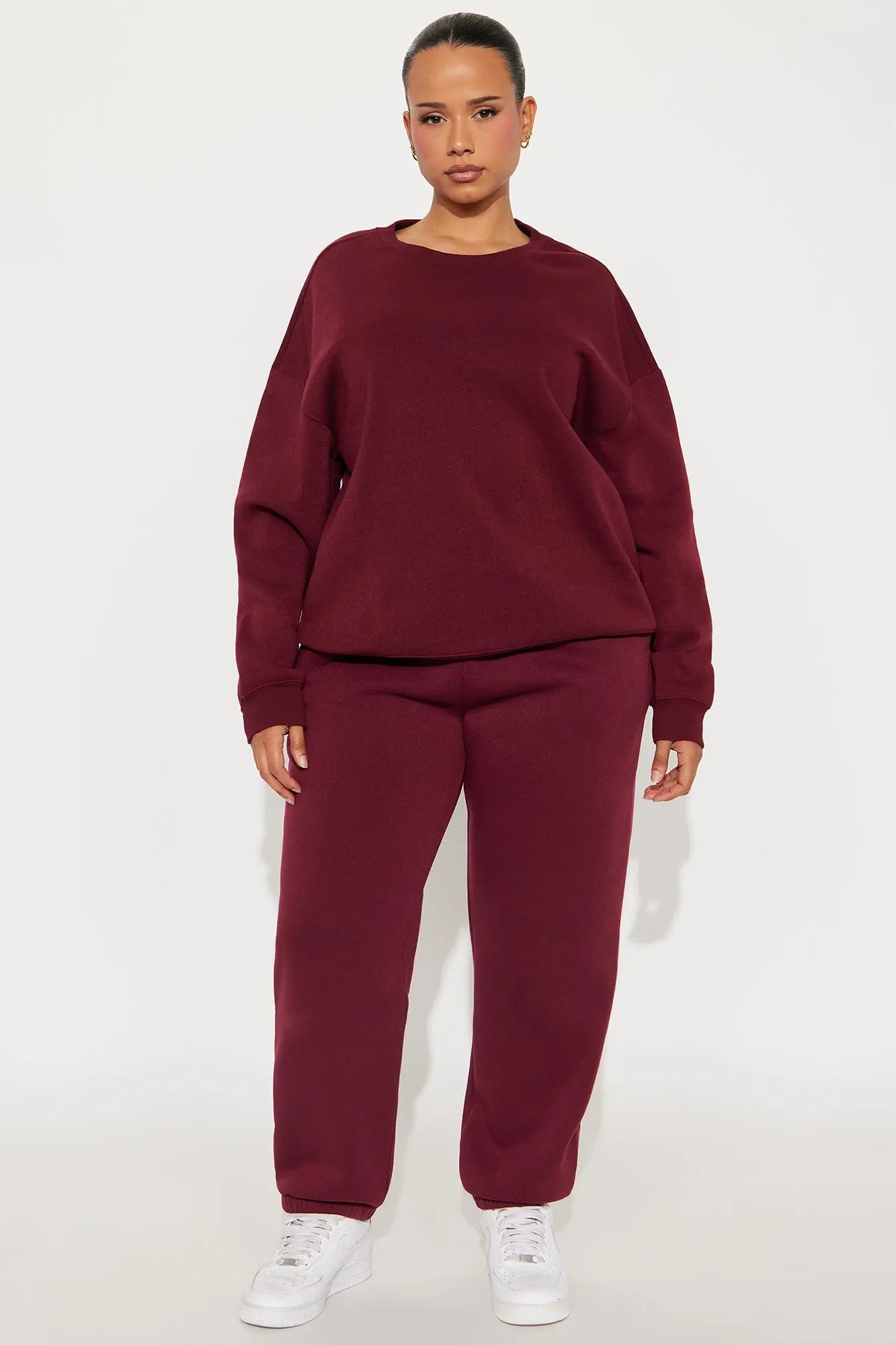 Candice Oversized Crewneck Sweatshirt - Burgundy 