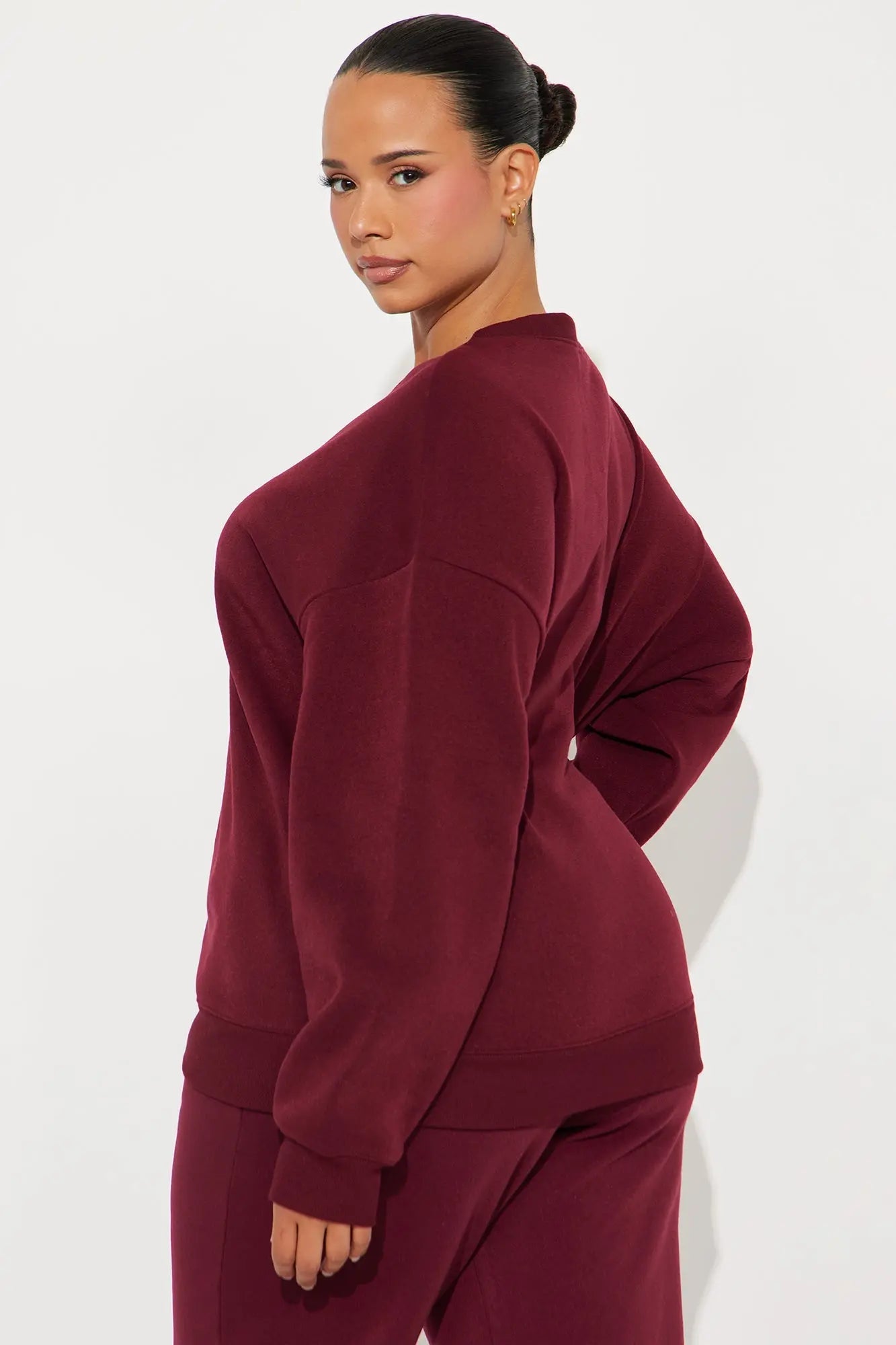 Candice Oversized Crewneck Sweatshirt - Burgundy 