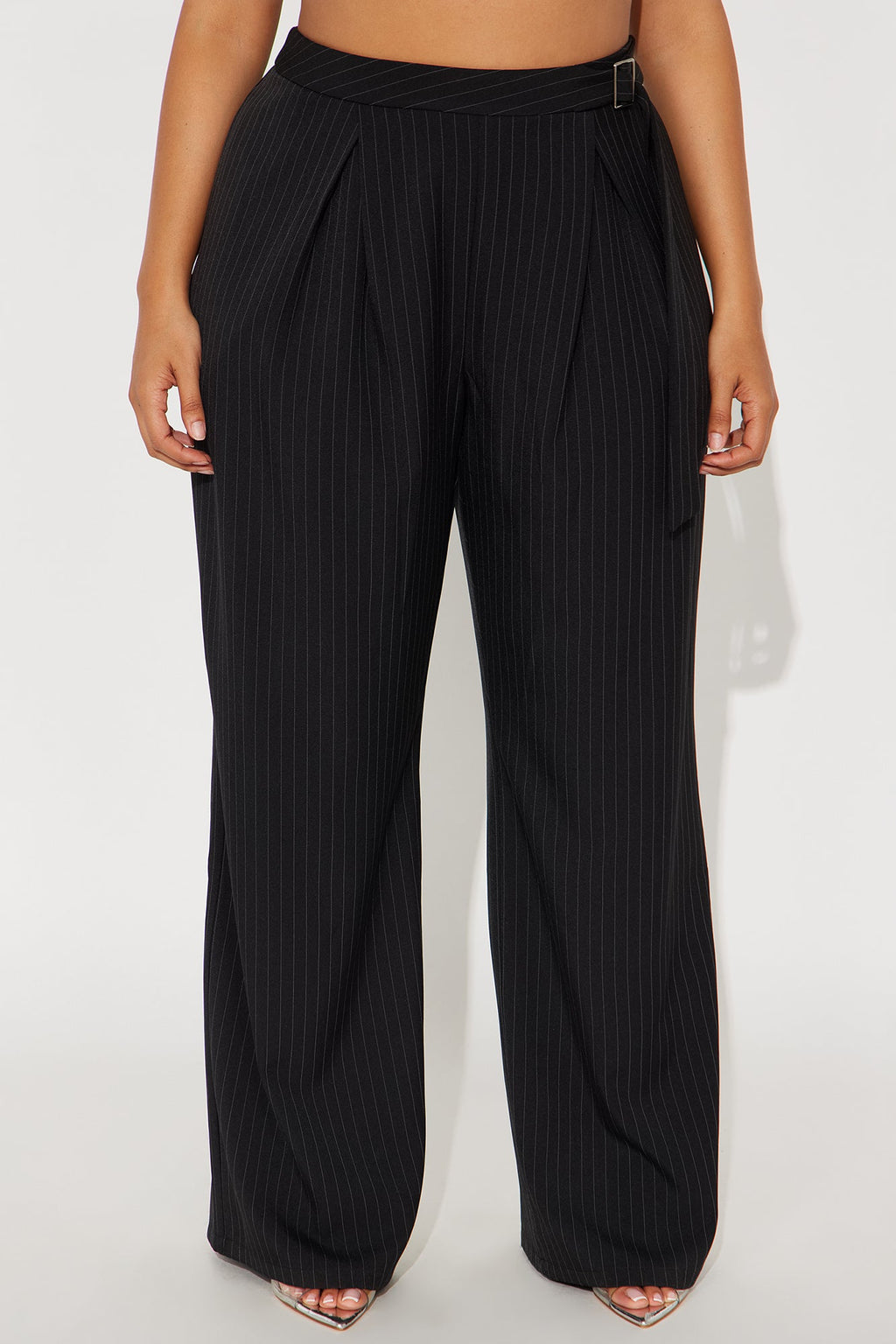 Alrina Crepe Woven Pinstripe Trouser Pant 33 - Black/White 