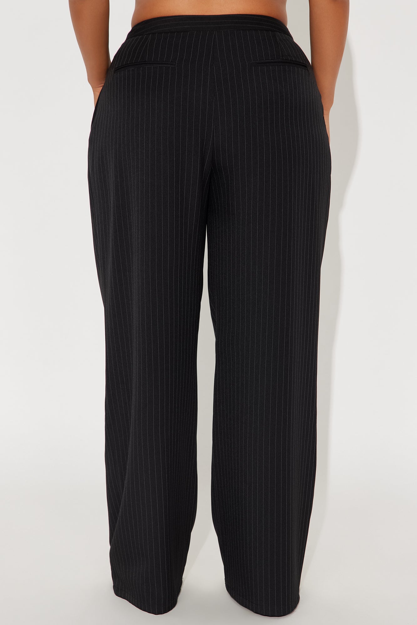 Alrina Crepe Woven Pinstripe Trouser Pant 33 - Black/White 
