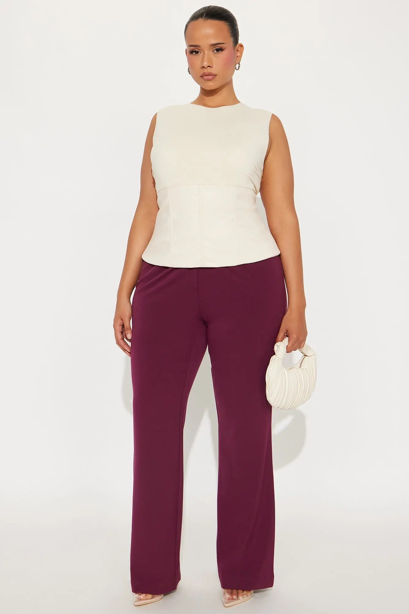 Tasha Dressy High Rise Pants - Burgundy 
