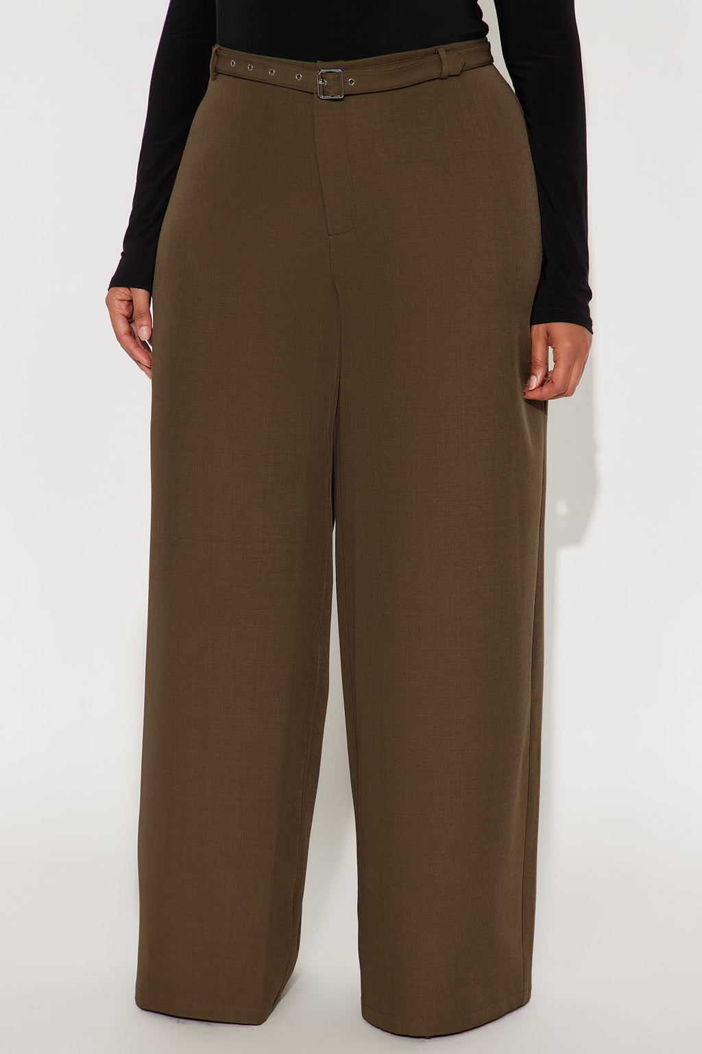Only Boss Attitude Low Rise Belted Wide Leg Trouser 33 - Mocha 