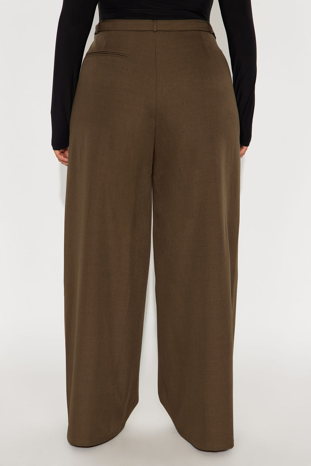 Only Boss Attitude Low Rise Belted Wide Leg Trouser 33 - Mocha 
