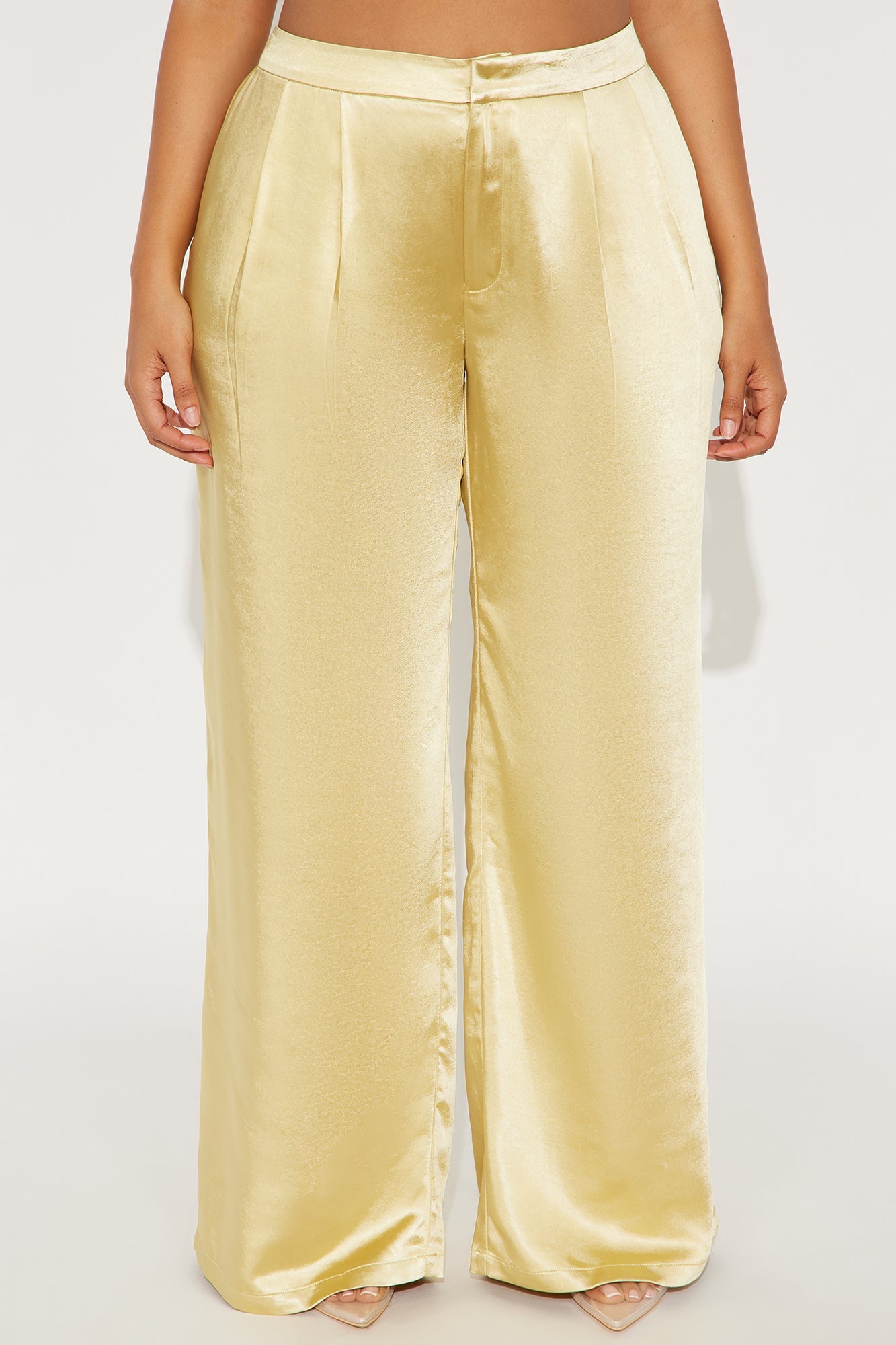 Main Topic Low Rise Wide Leg Satin Pant 33 - Yellow 