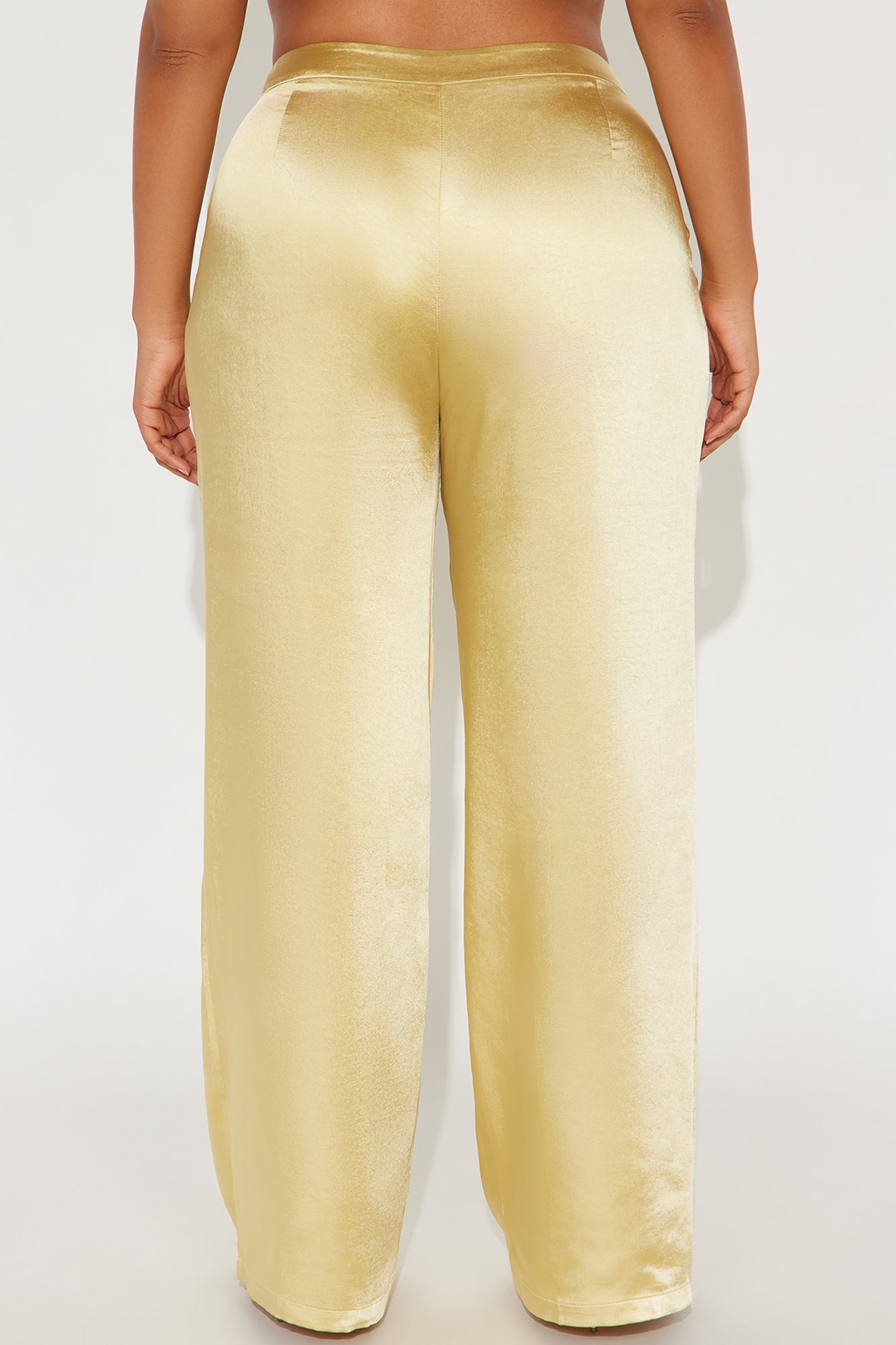 Main Topic Low Rise Wide Leg Satin Pant 33 - Yellow 
