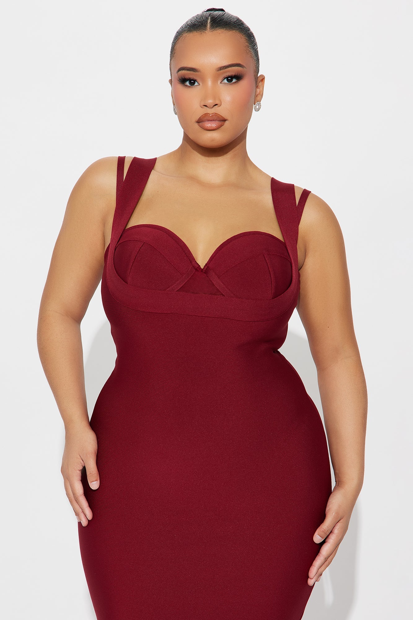 Charline Tulle Bandage Gown - Wine