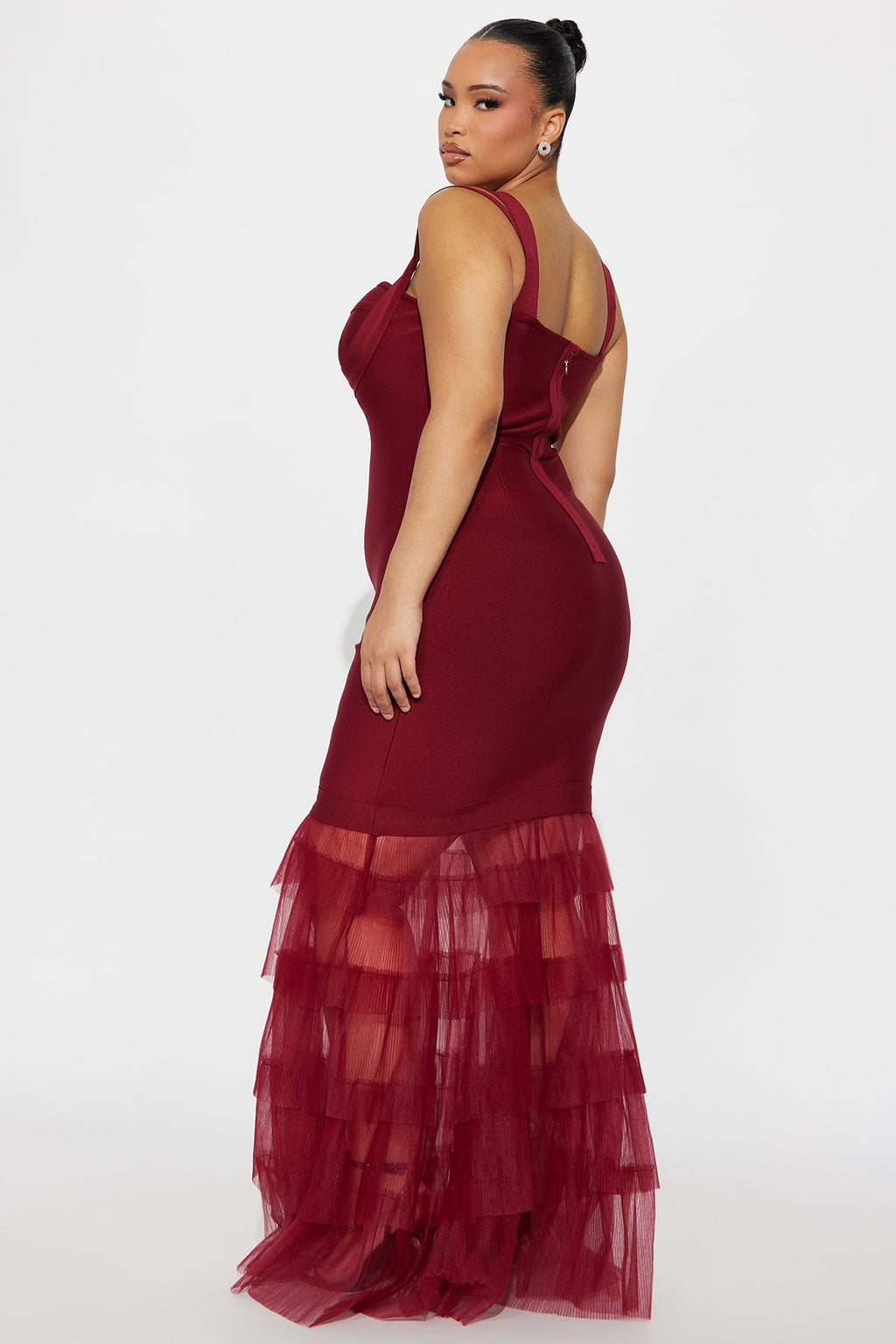 Charline Tulle Bandage Gown - Wine