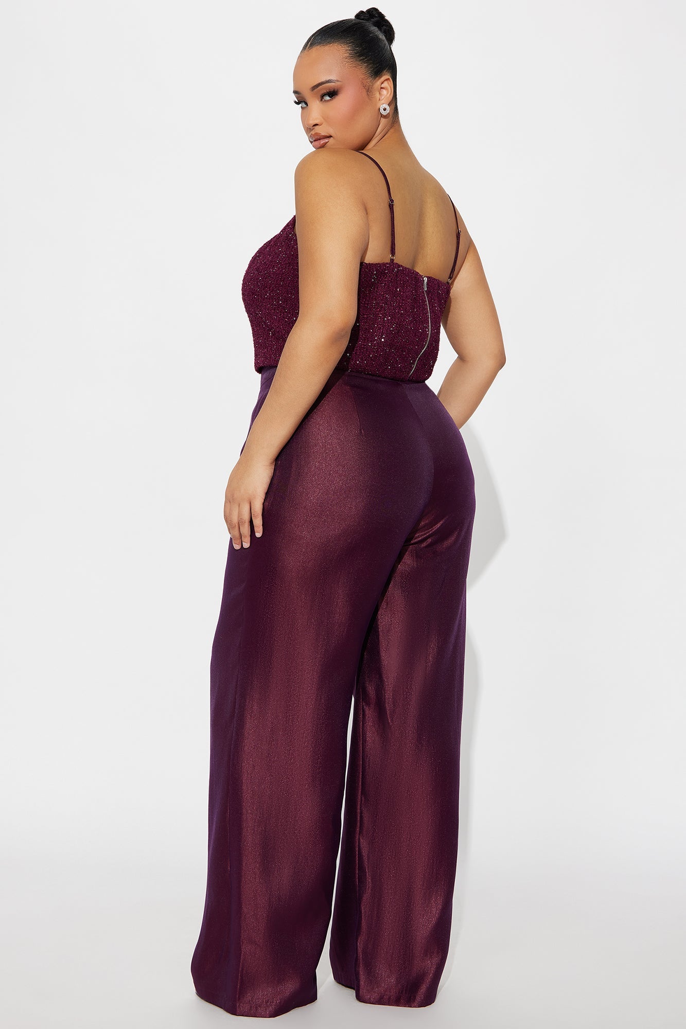 Reflected In Your Eyes Embellished Pant Set - Burgundy 
