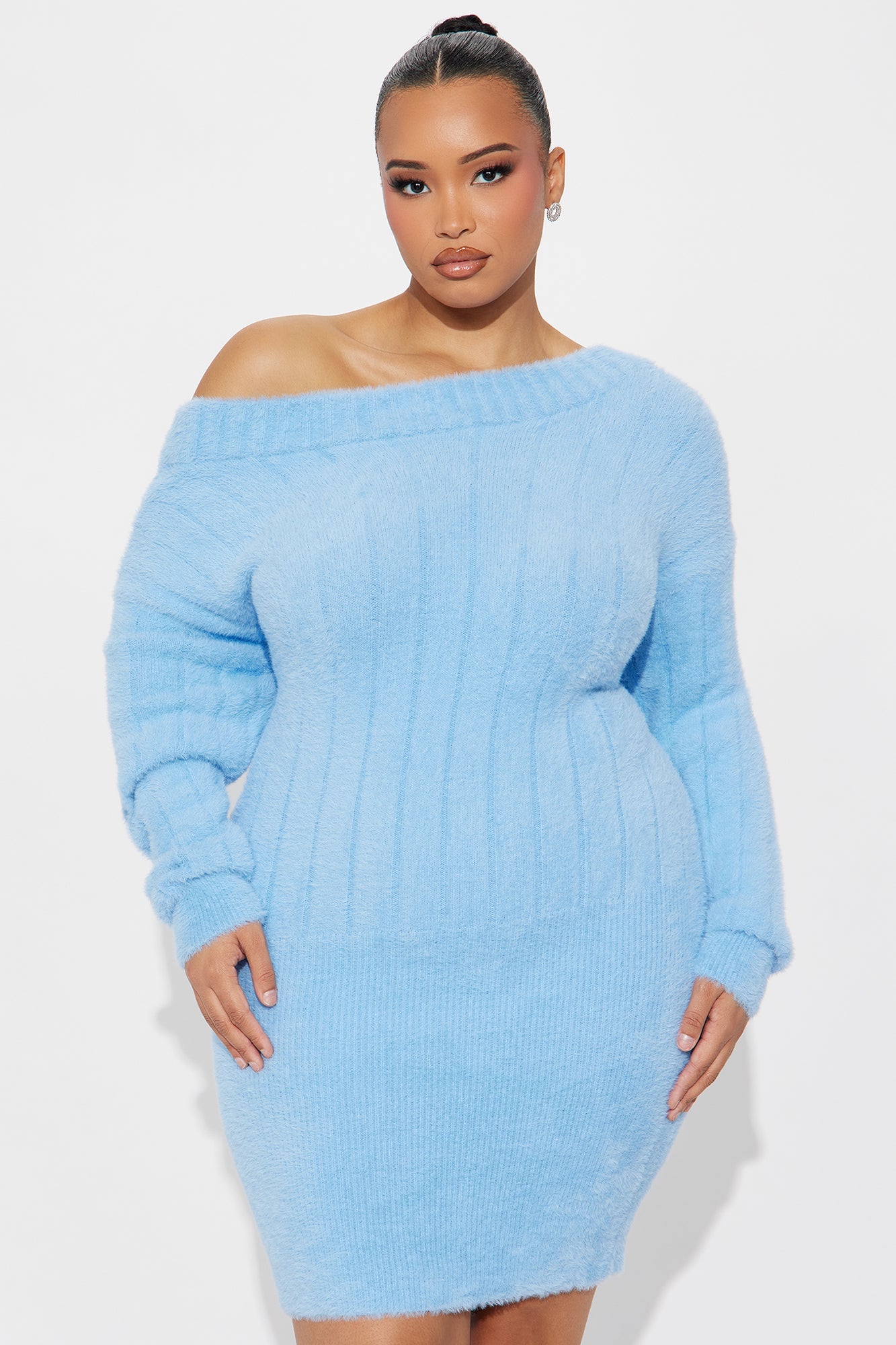 Soft Feels Sweater Mini Dress - Blue