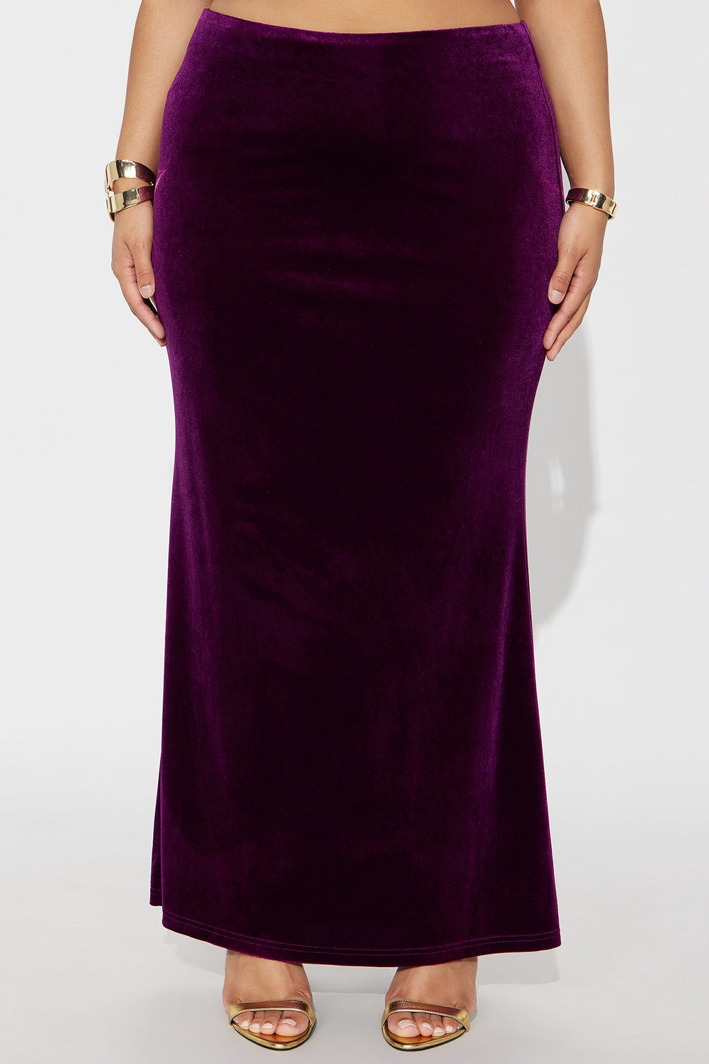 Ramona Velvet Mermaid Maxi Skirt - Eggplant 