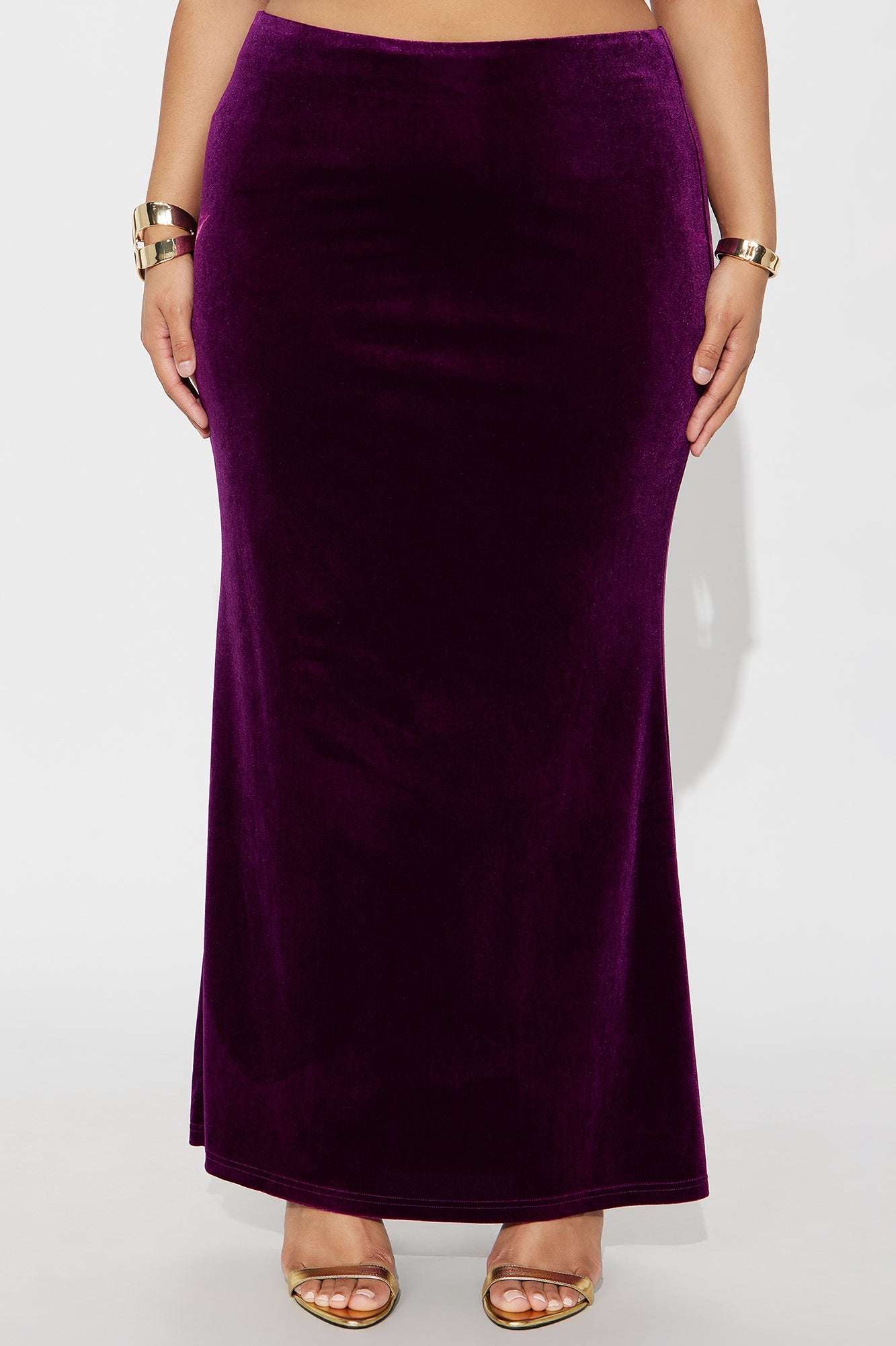 Ramona Velvet Mermaid Maxi Skirt - Eggplant 