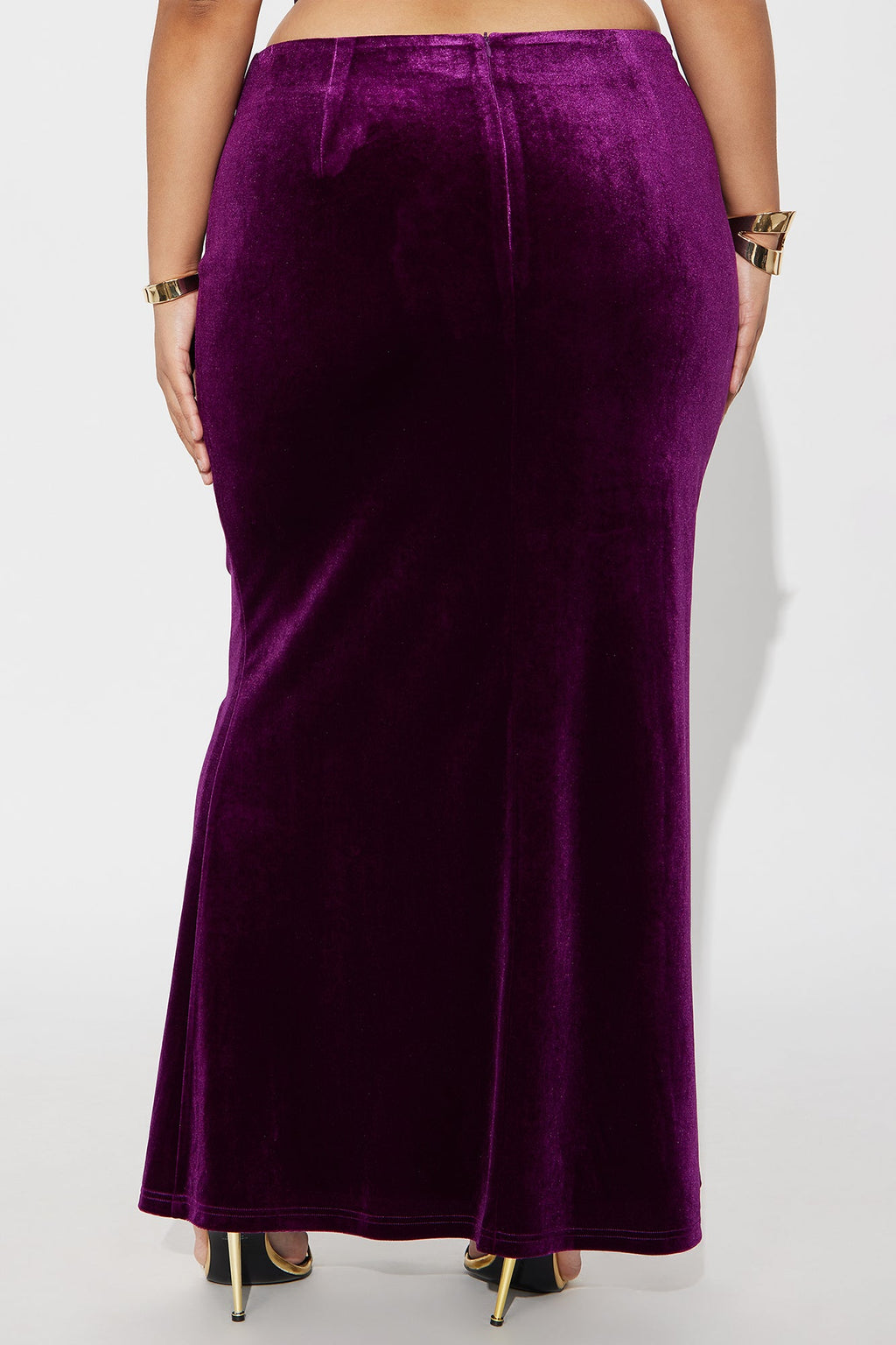 Ramona Velvet Mermaid Maxi Skirt - Eggplant 