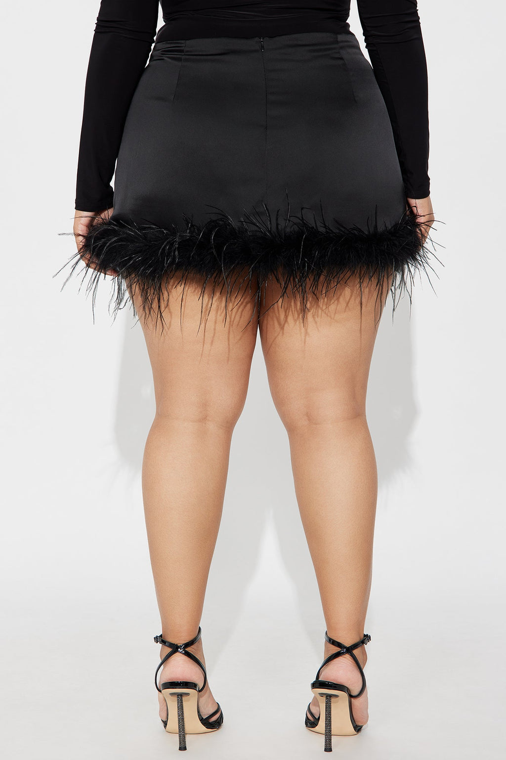 Cheers To Me Feather Satin Mini Skirt - Black