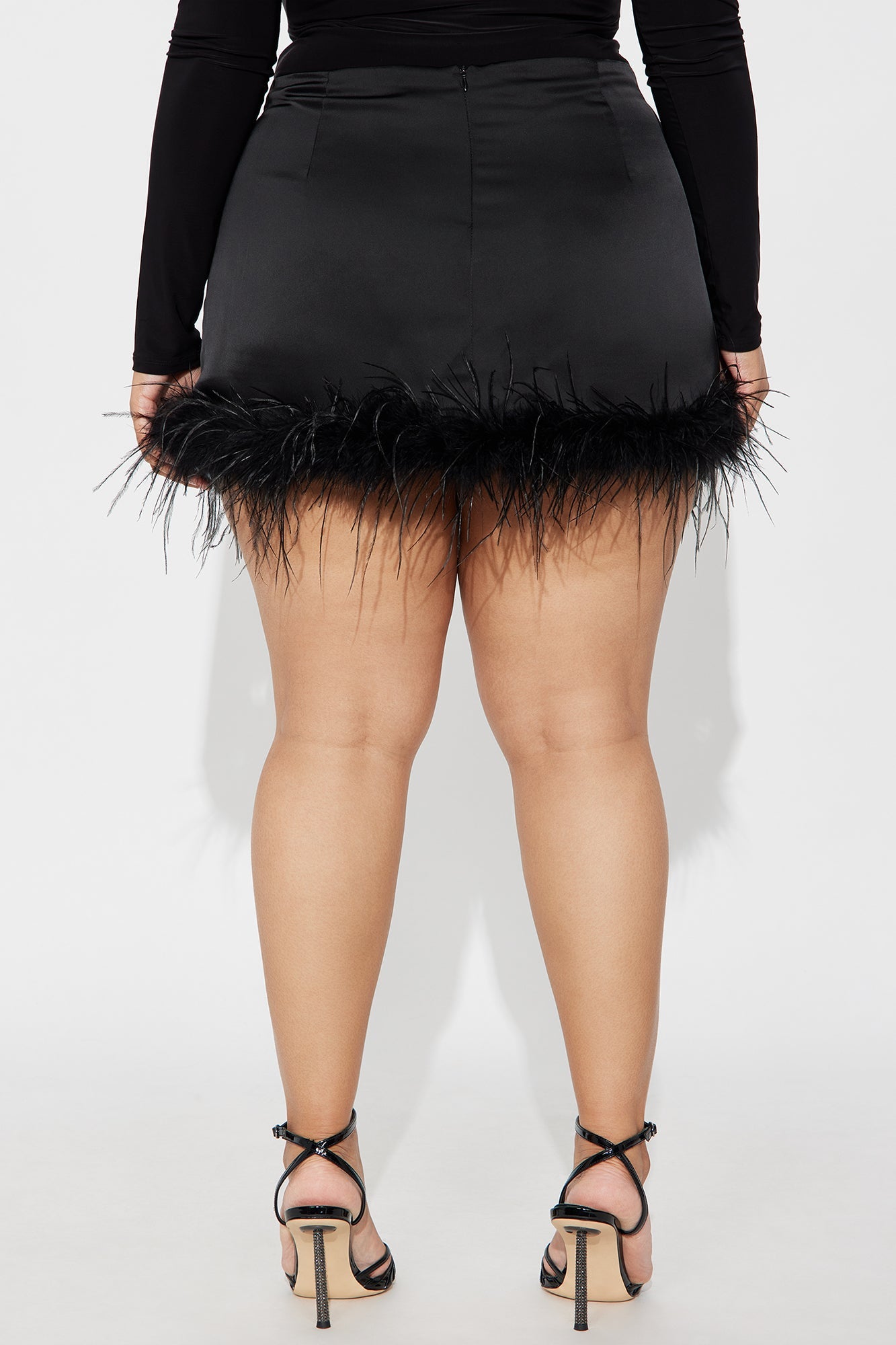 Cheers To Me Feather Satin Mini Skirt - Black
