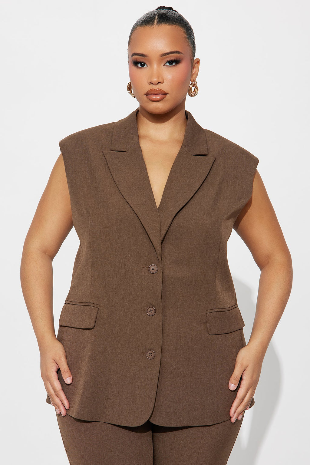 Minimal Effort Business Vest - Brown 