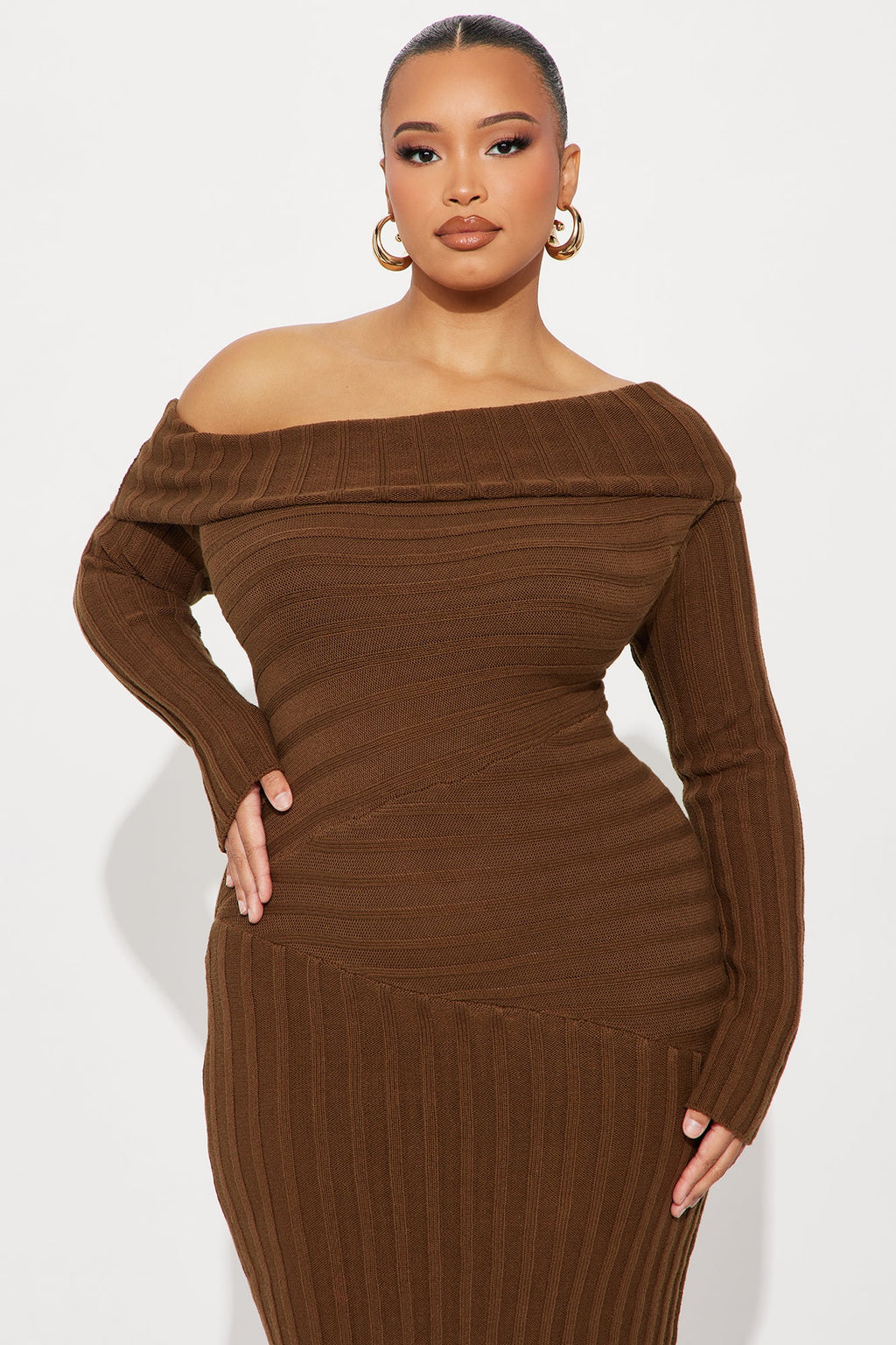 Doreen Off Shoulder Sweater Mini Dress - Olive