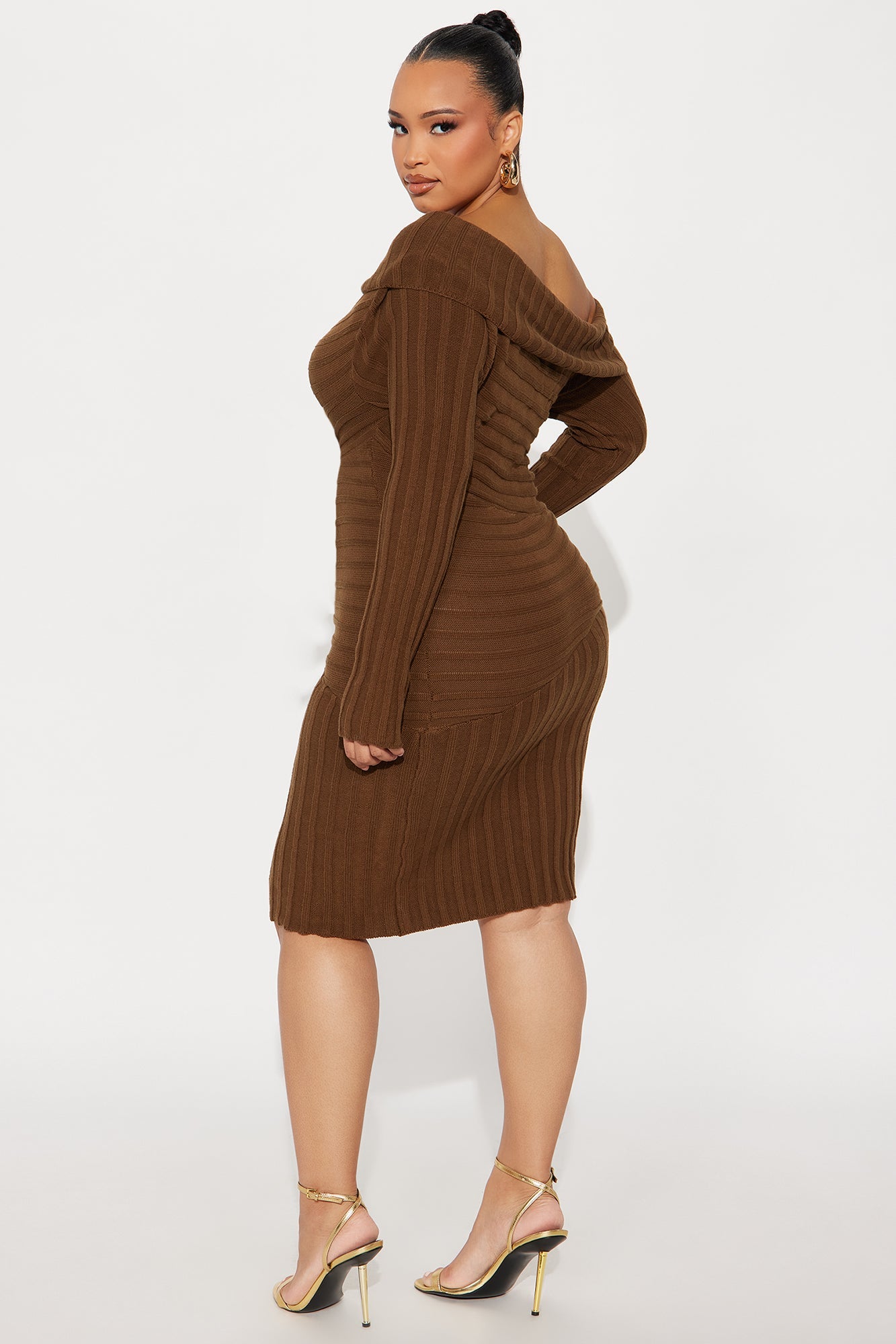 Doreen Off Shoulder Sweater Mini Dress - Olive