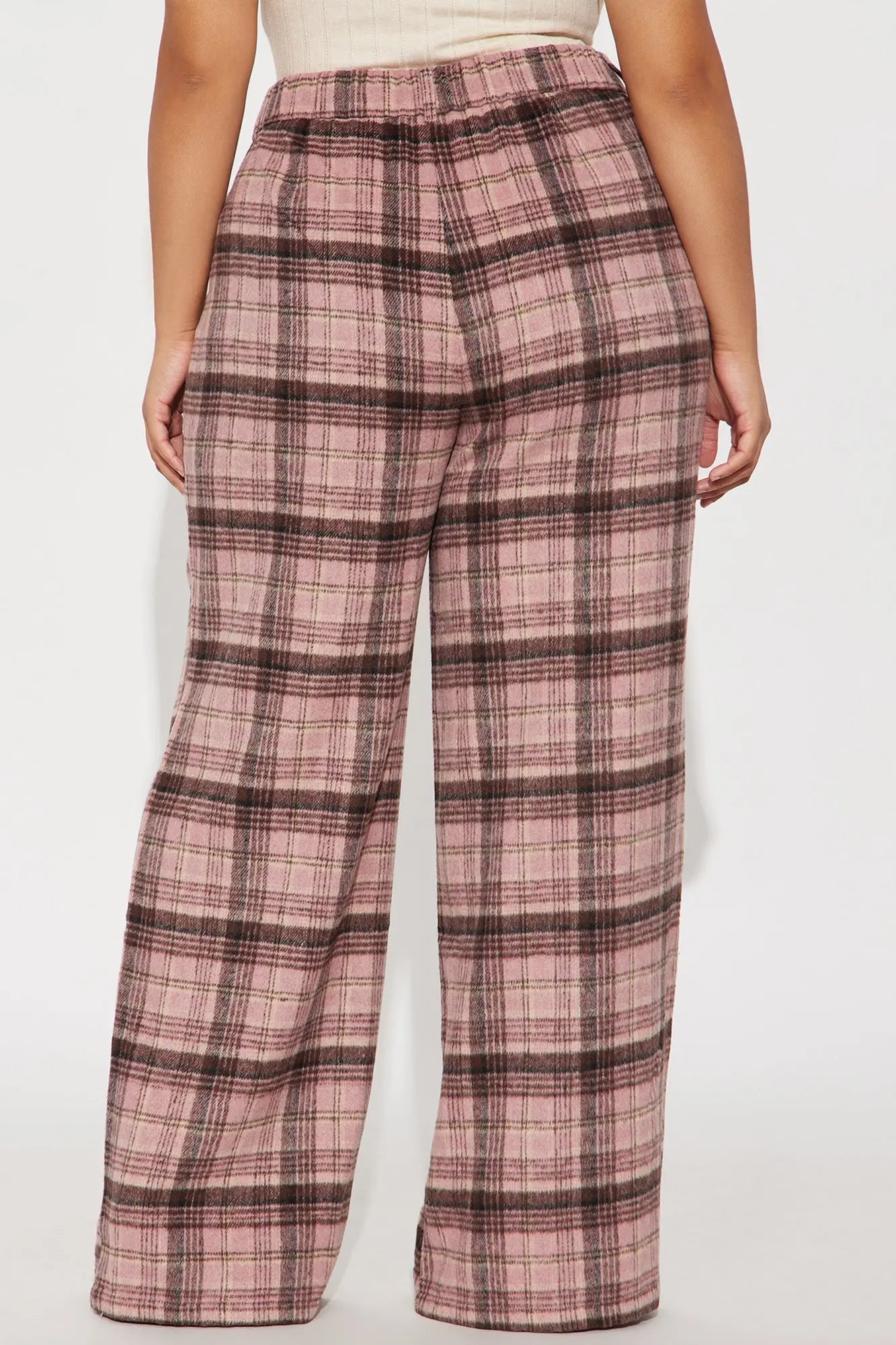 Out Your League Plaid Wide Leg Pant 33″ - Pink/combo 