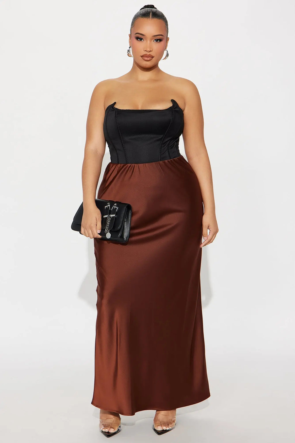Brunch to GNO Satin Maxi Skirt - Chocolate 