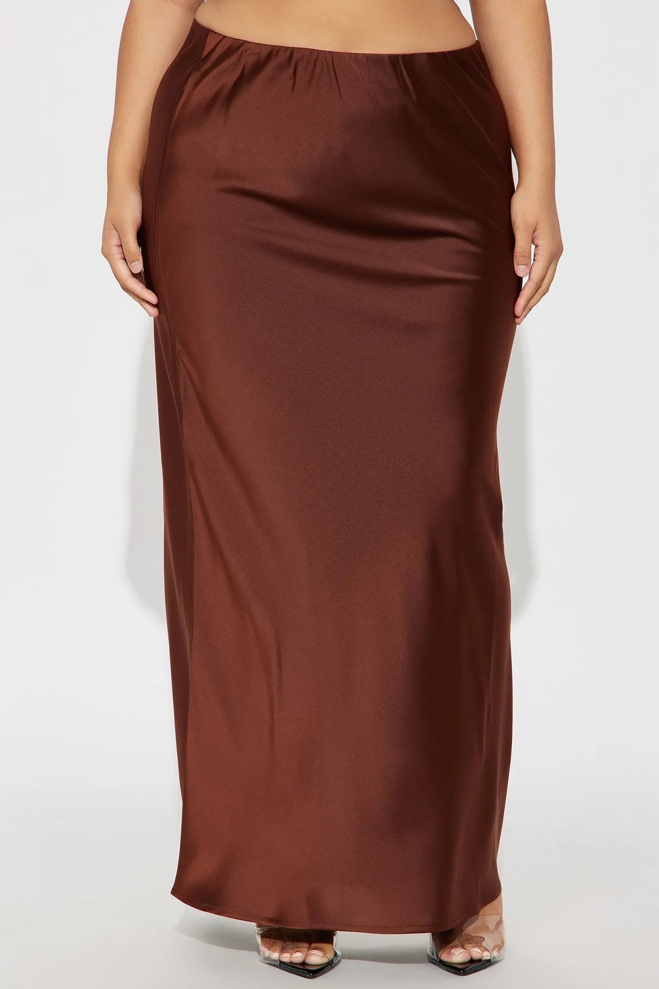 Brunch to GNO Satin Maxi Skirt - Chocolate 