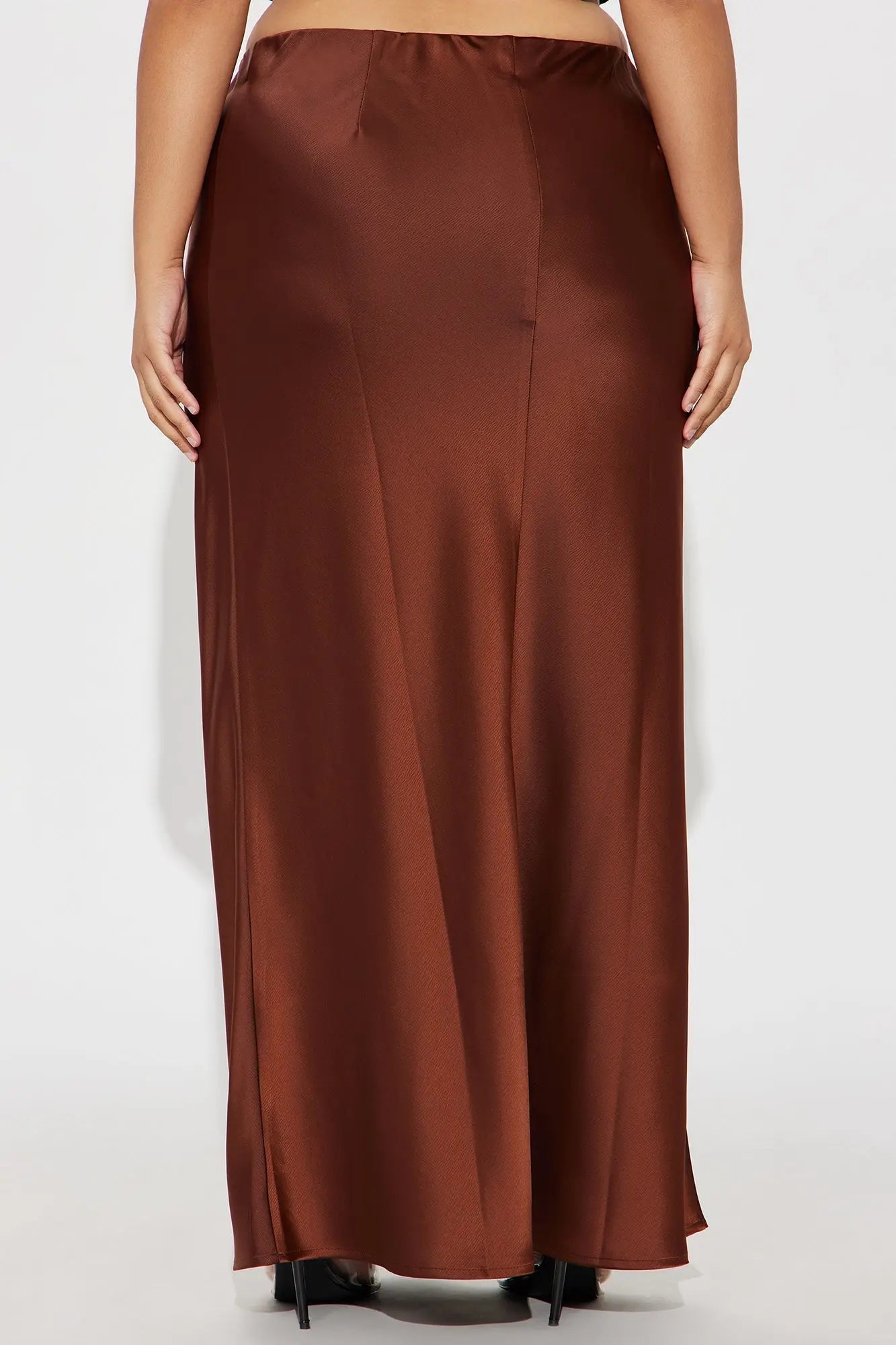 Brunch to GNO Satin Maxi Skirt - Chocolate 