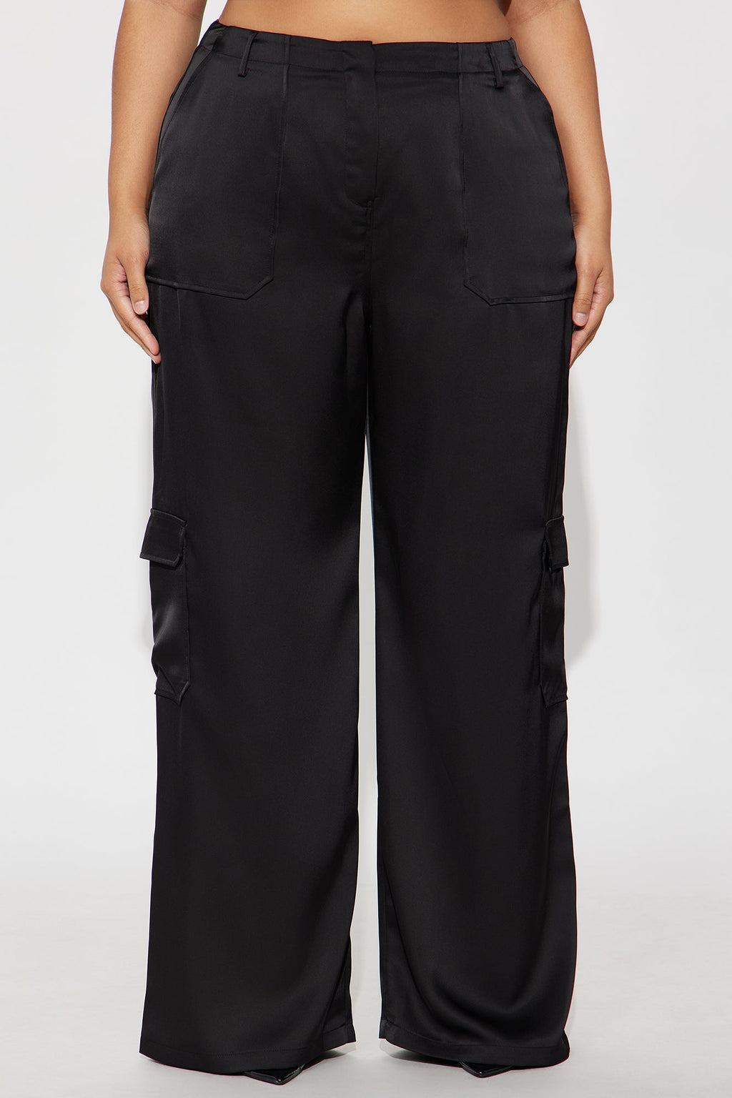 Pretty Girl Walk Satin Cargo Pant - Black 