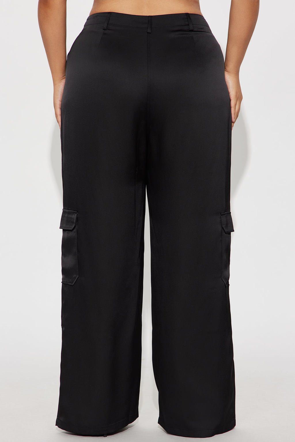 Pretty Girl Walk Satin Cargo Pant - Black 