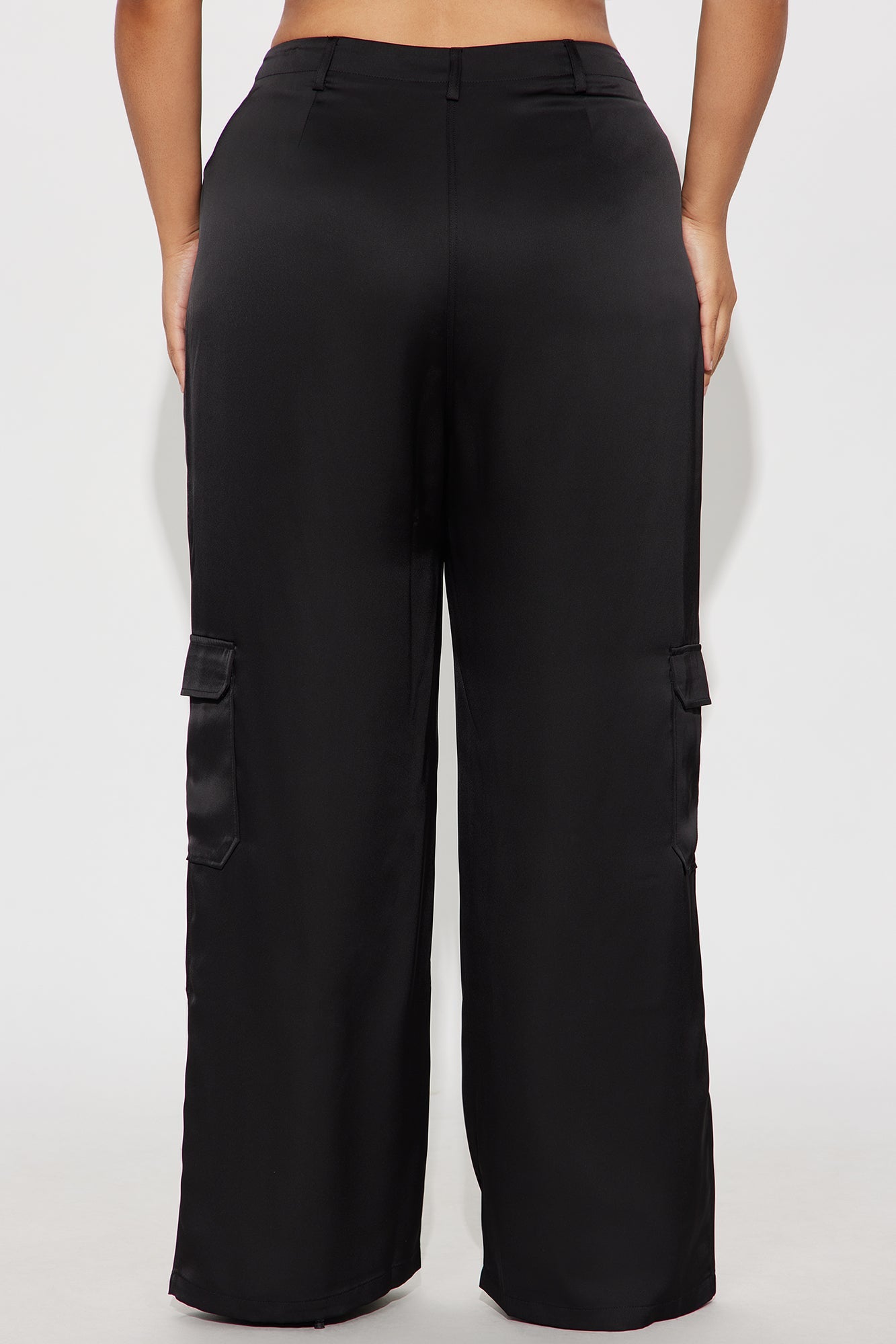 Pretty Girl Walk Satin Cargo Pant - Black 