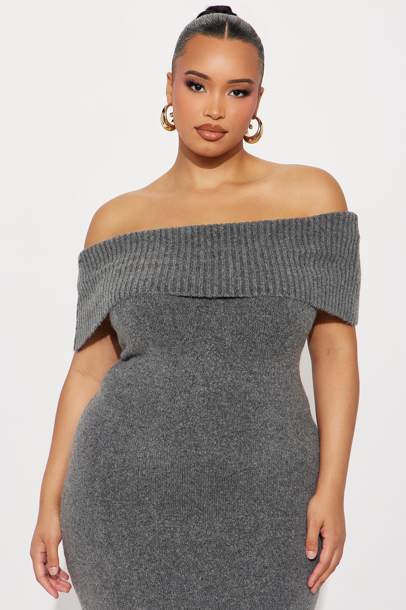 Wine Night Sweater Maxi Dress - Charcoal