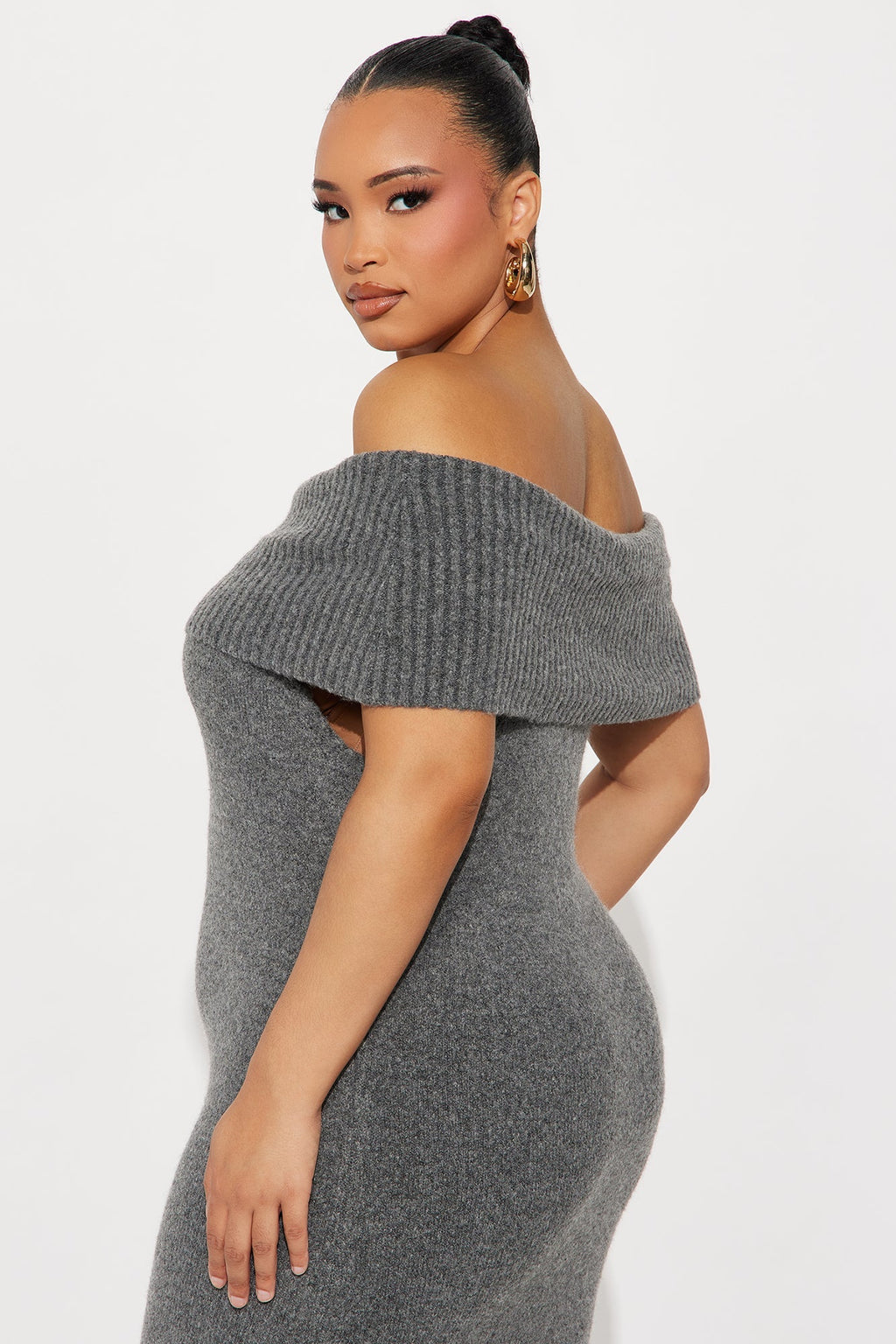 Wine Night Sweater Maxi Dress - Charcoal