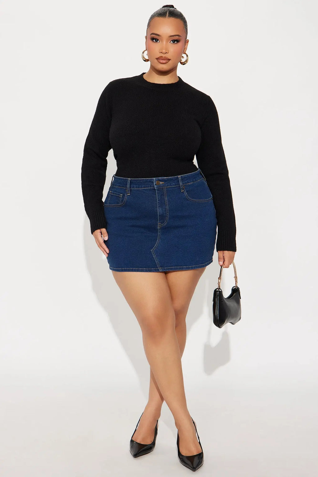 Raven Denim Rinse Wash Mini Skirt - Rinse Blue Wash 
