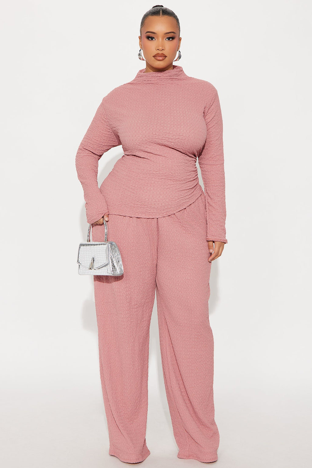 Ariella Textured Pant Set - Mauve
